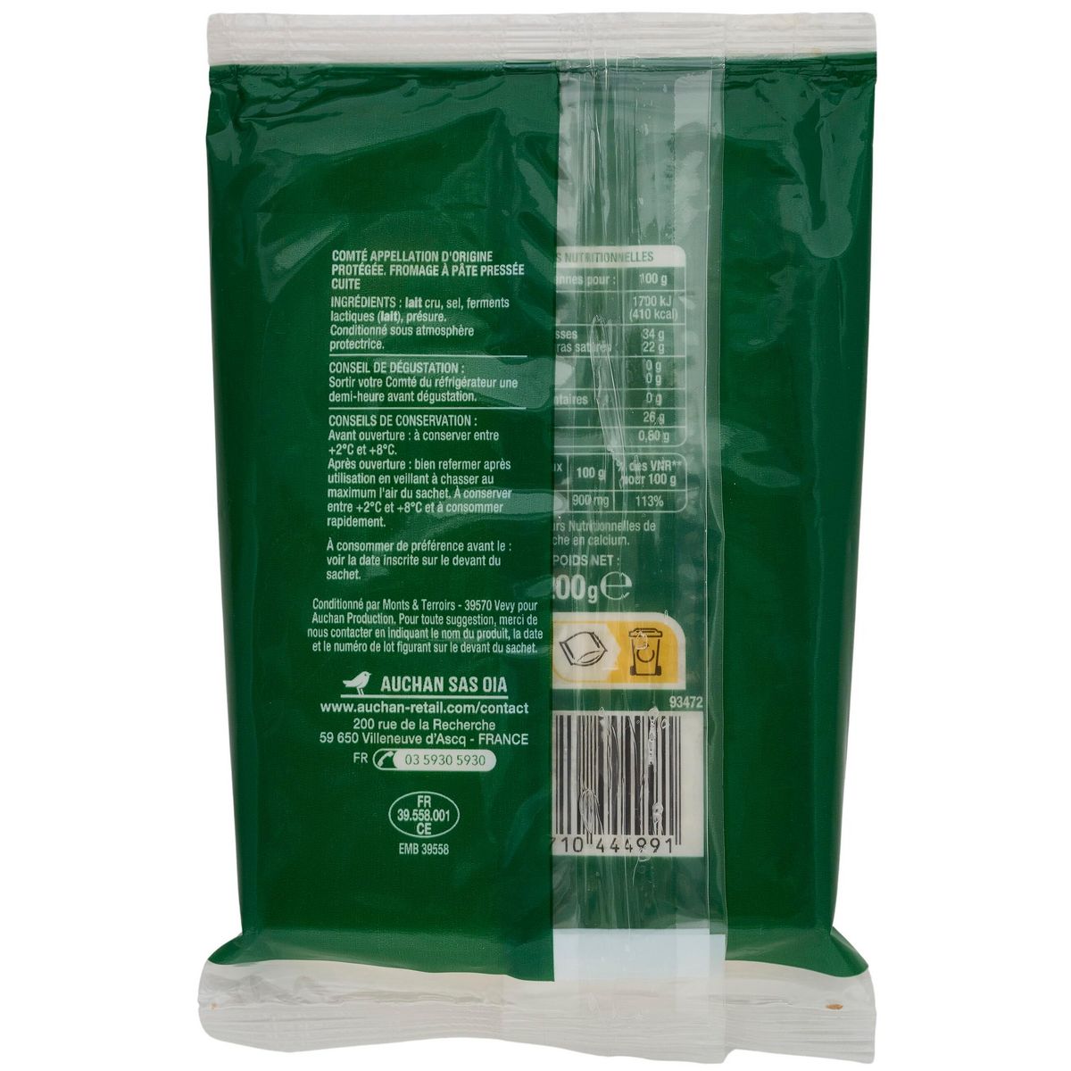 AUCHAN Comté en bloc AOP 200g