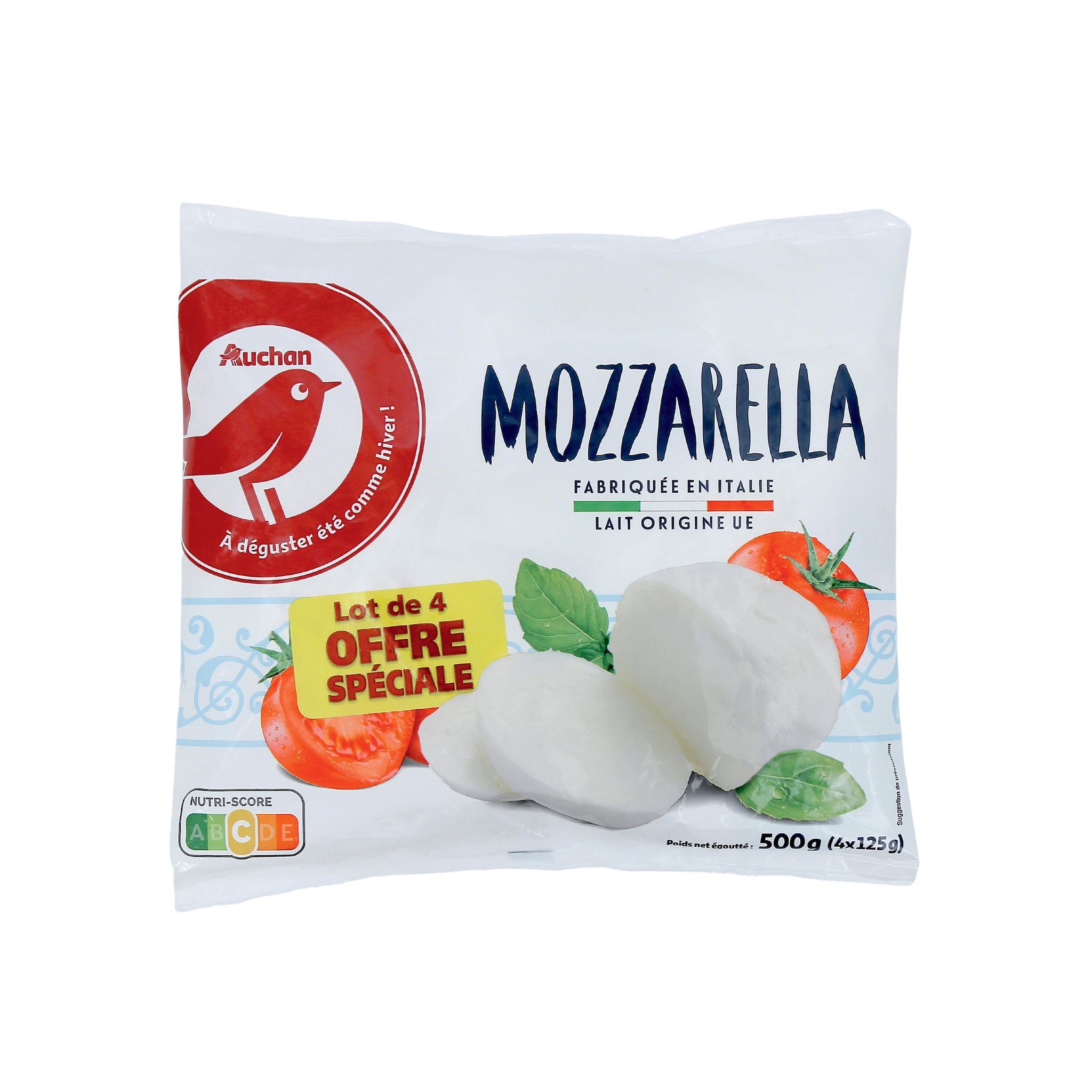 Voir la diapositive 2 : AUCHAN Mozzarella 4x125g