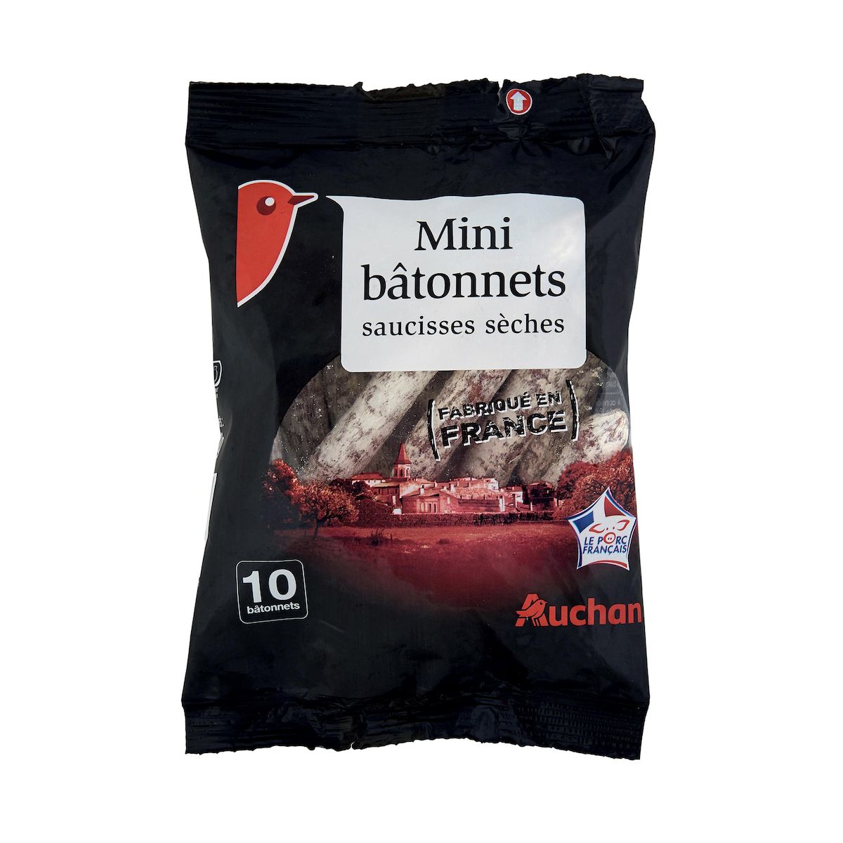 AUCHAN Saucisse sèche pur porc supérieur 100g