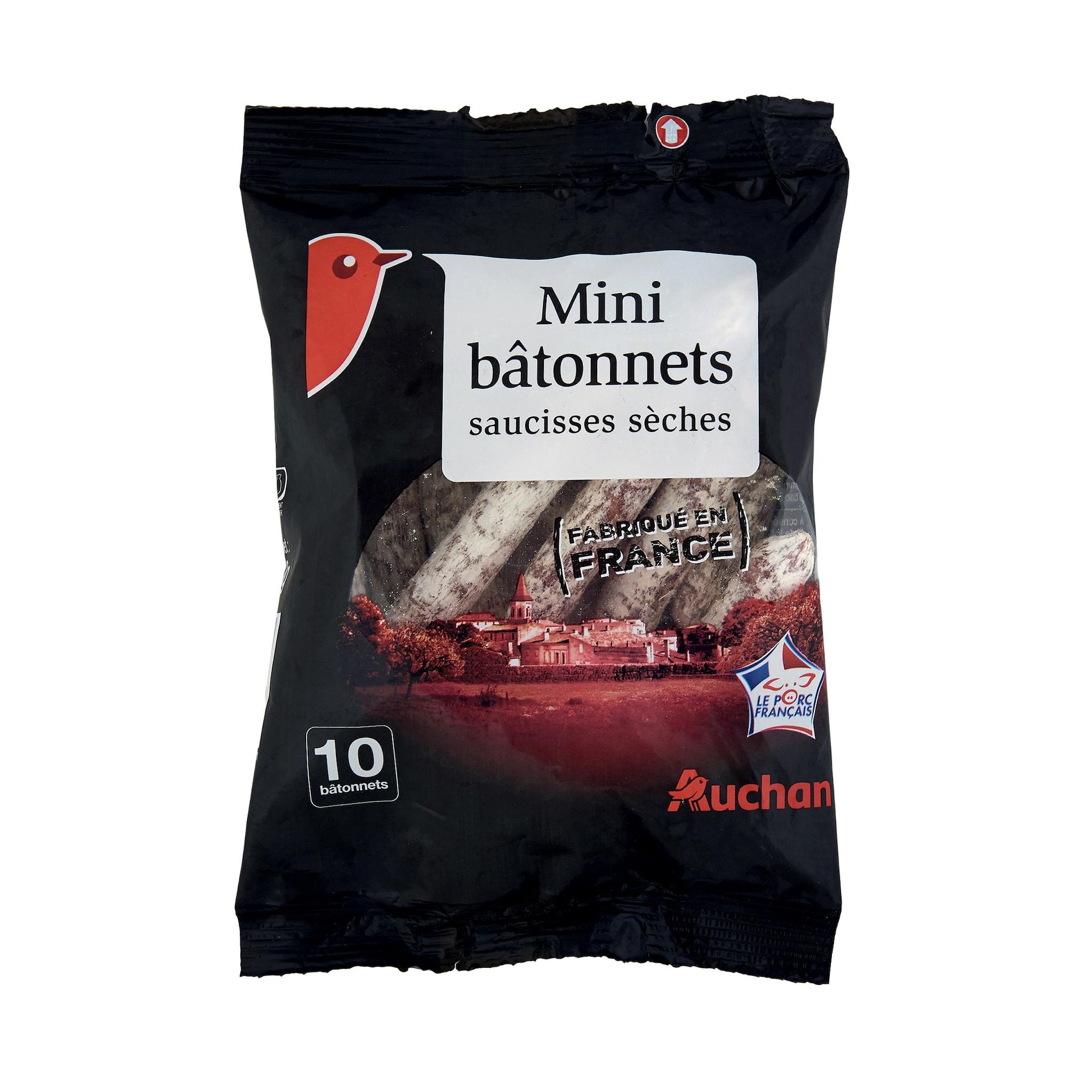 Voir la diapositive 2 : AUCHAN Saucisse sèche pur porc supérieur 100g