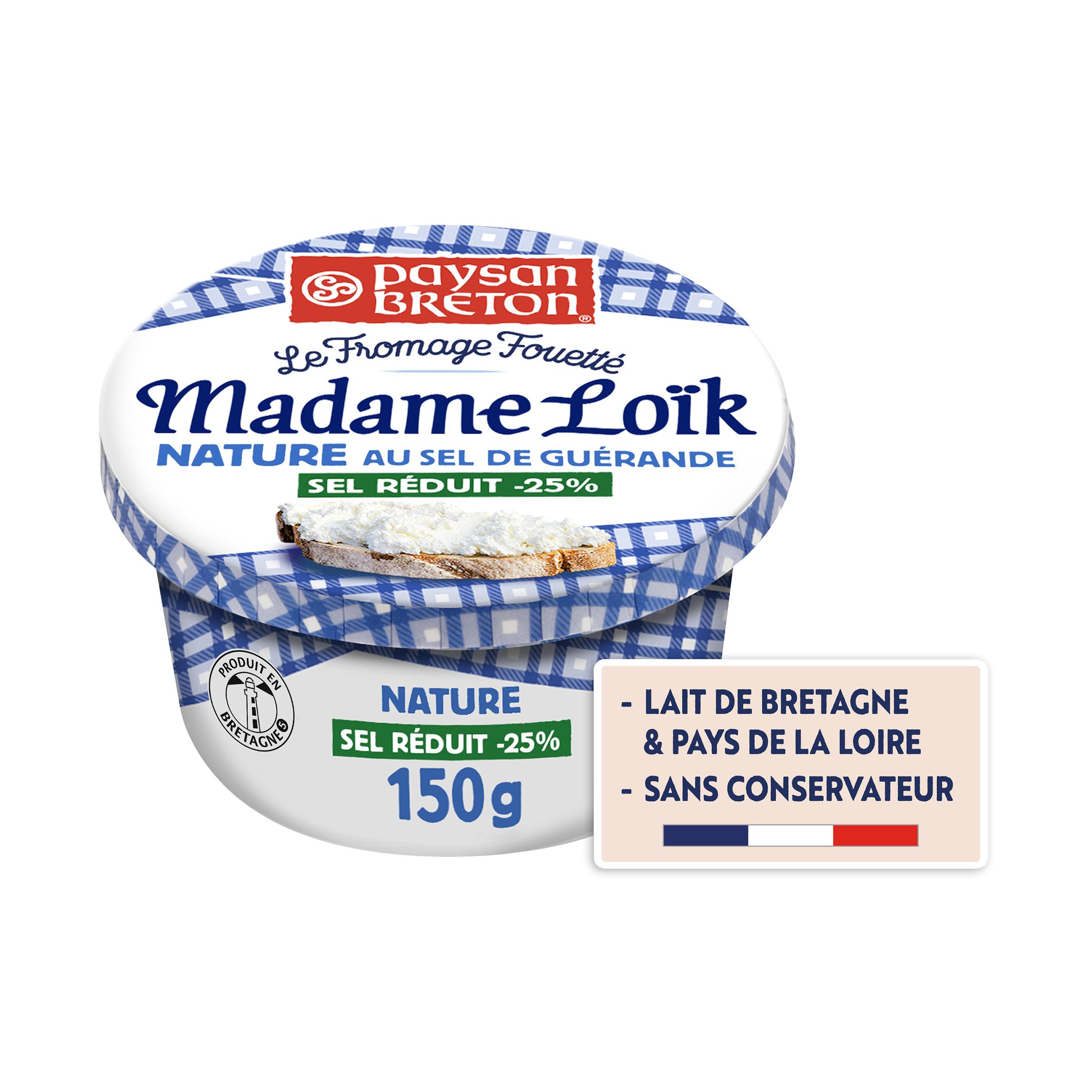 Voir la diapositive 2 : PAYSAN BRETON Madame Loïk Fromage fouetté nature réduit en sel 150g