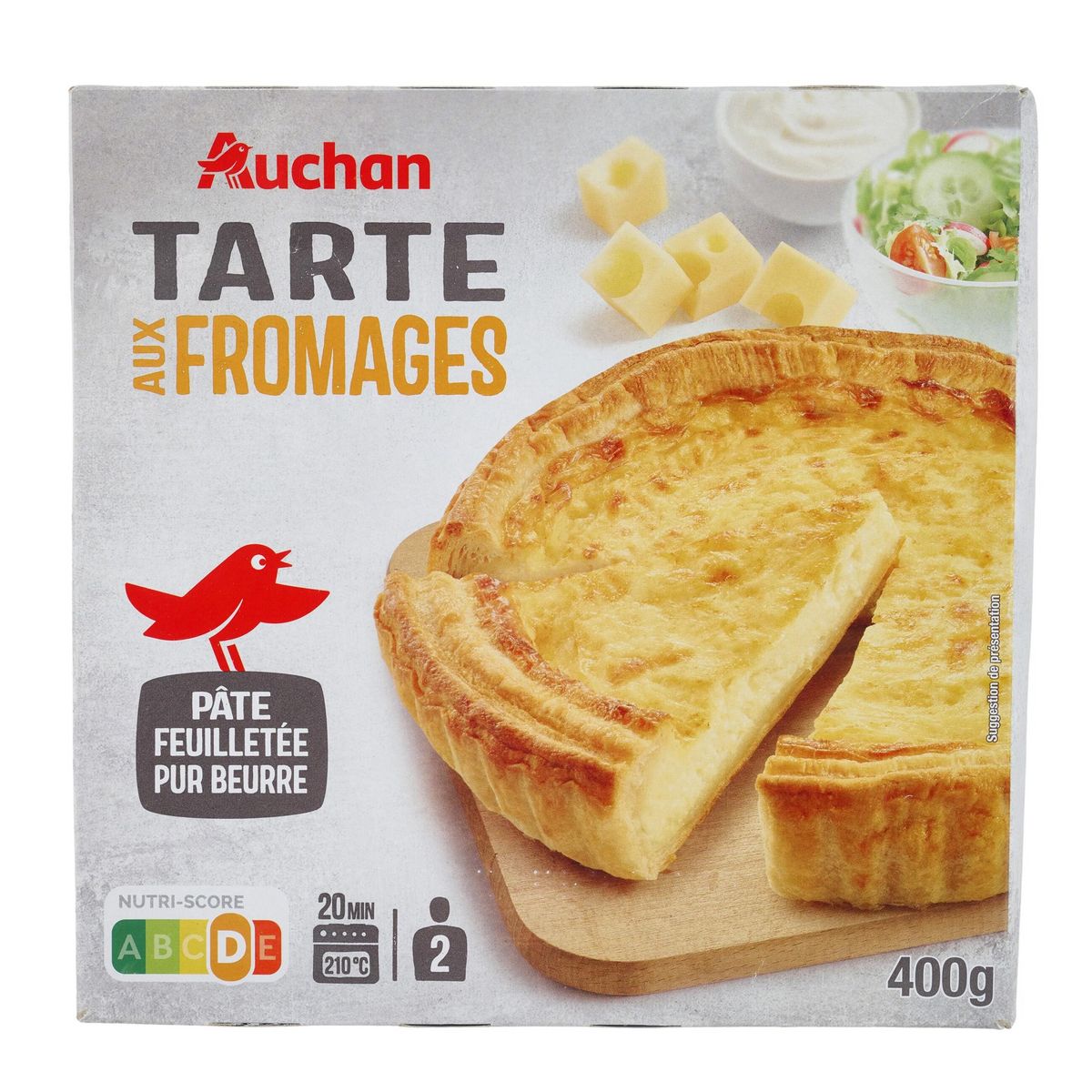 AUCHAN Tarte aux fromages 2 parts 400g