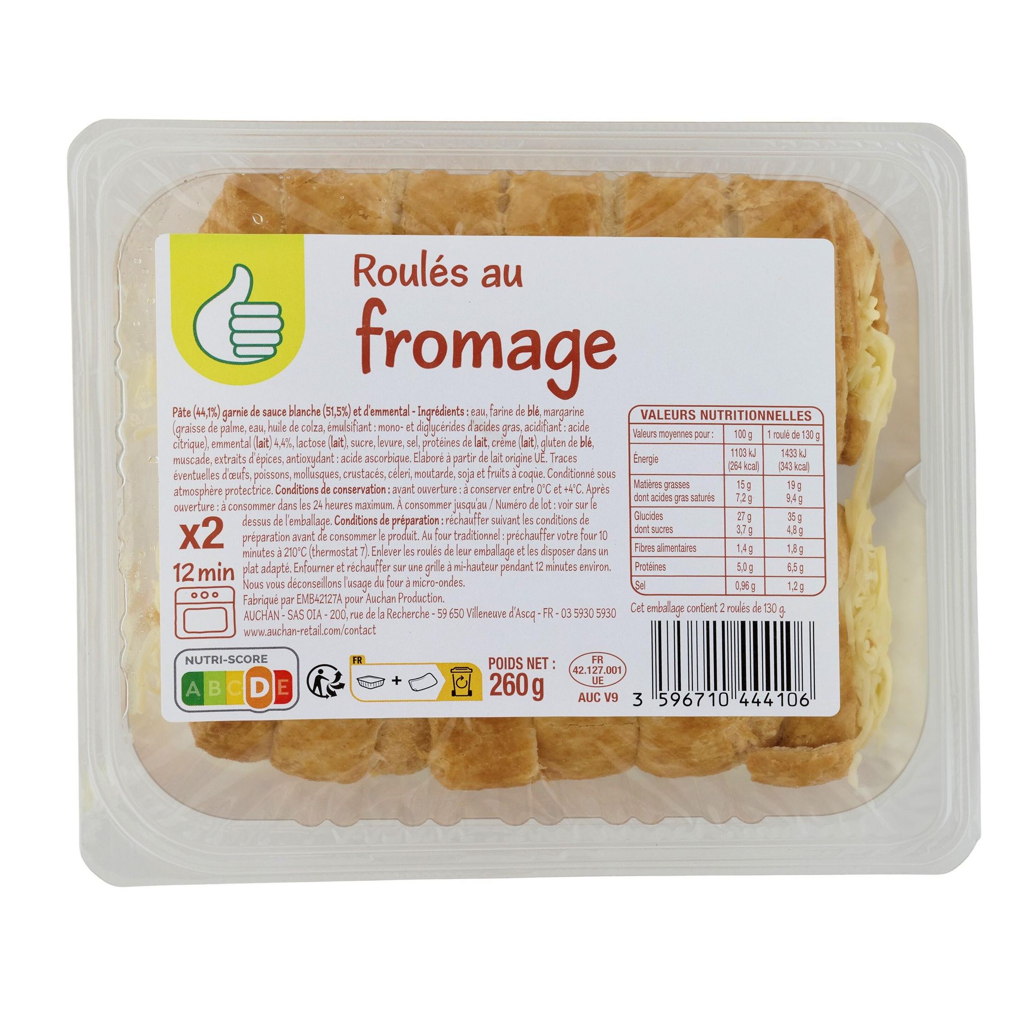 Voir la diapositive 2 : POUCE Roulé au fromage 2 pièces 260g