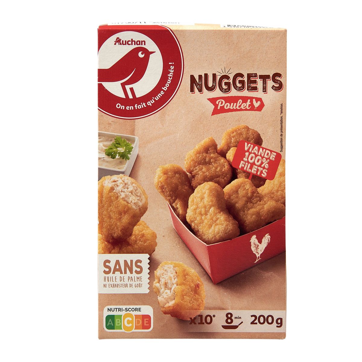 AUCHAN Nuggets de poulet 10 pièces 200g