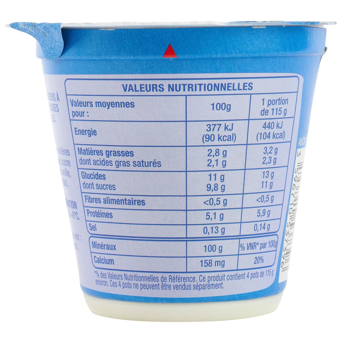 AUCHAN Yaourt au lait de brebis à la vanille 4x115g