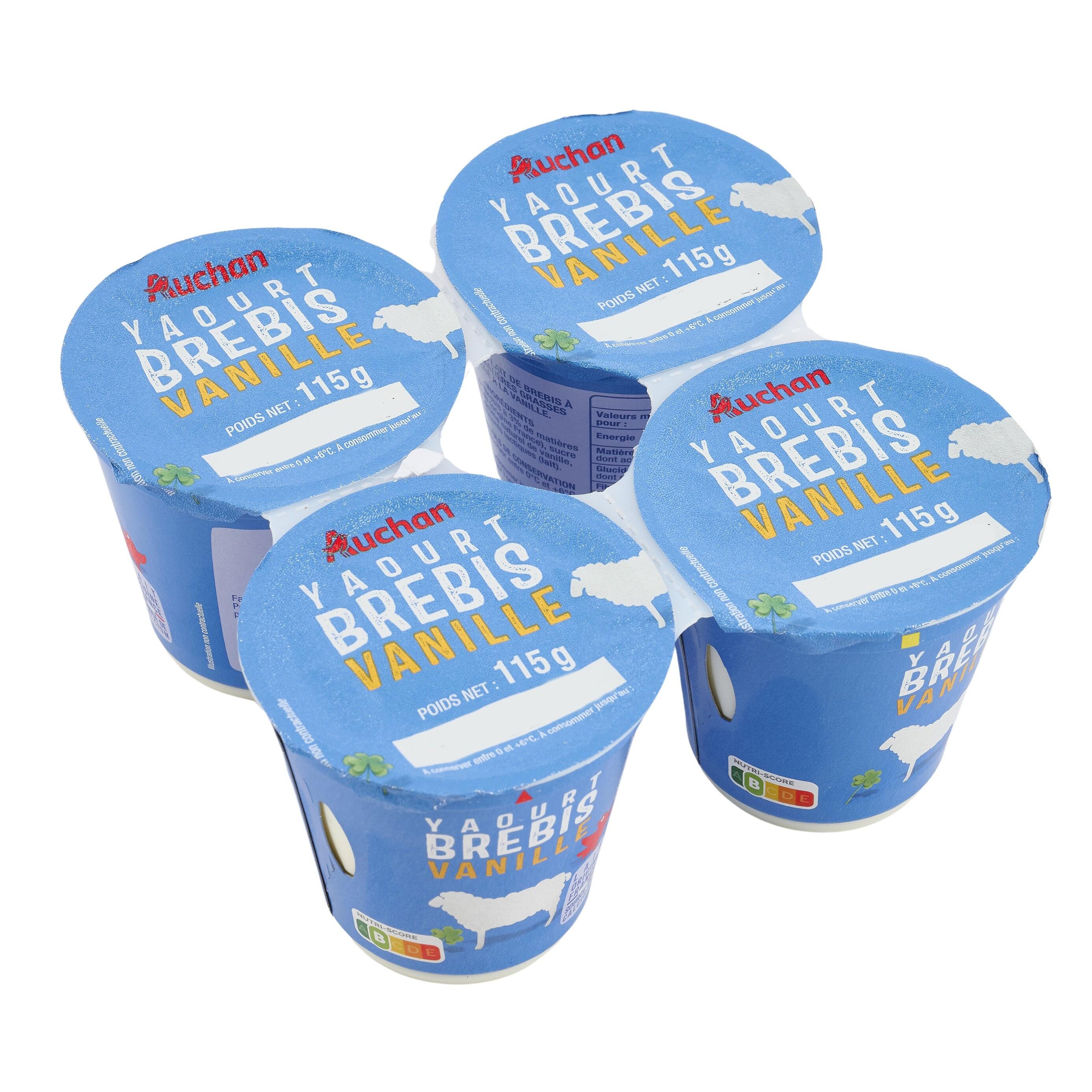 Voir la diapositive 3 : AUCHAN Yaourt au lait de brebis à la vanille 4x115g