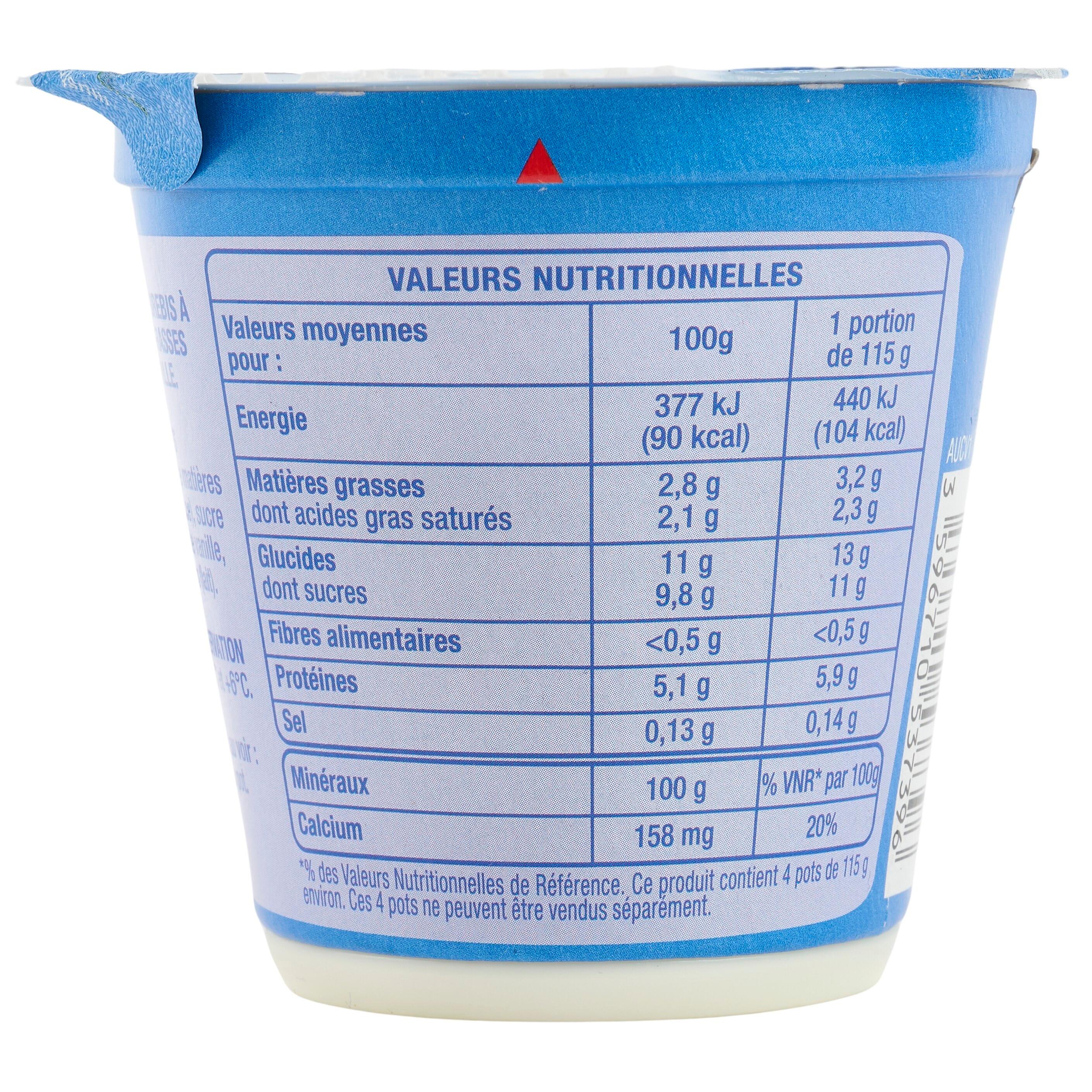 Voir la diapositive 4 : AUCHAN Yaourt au lait de brebis à la vanille 4x115g