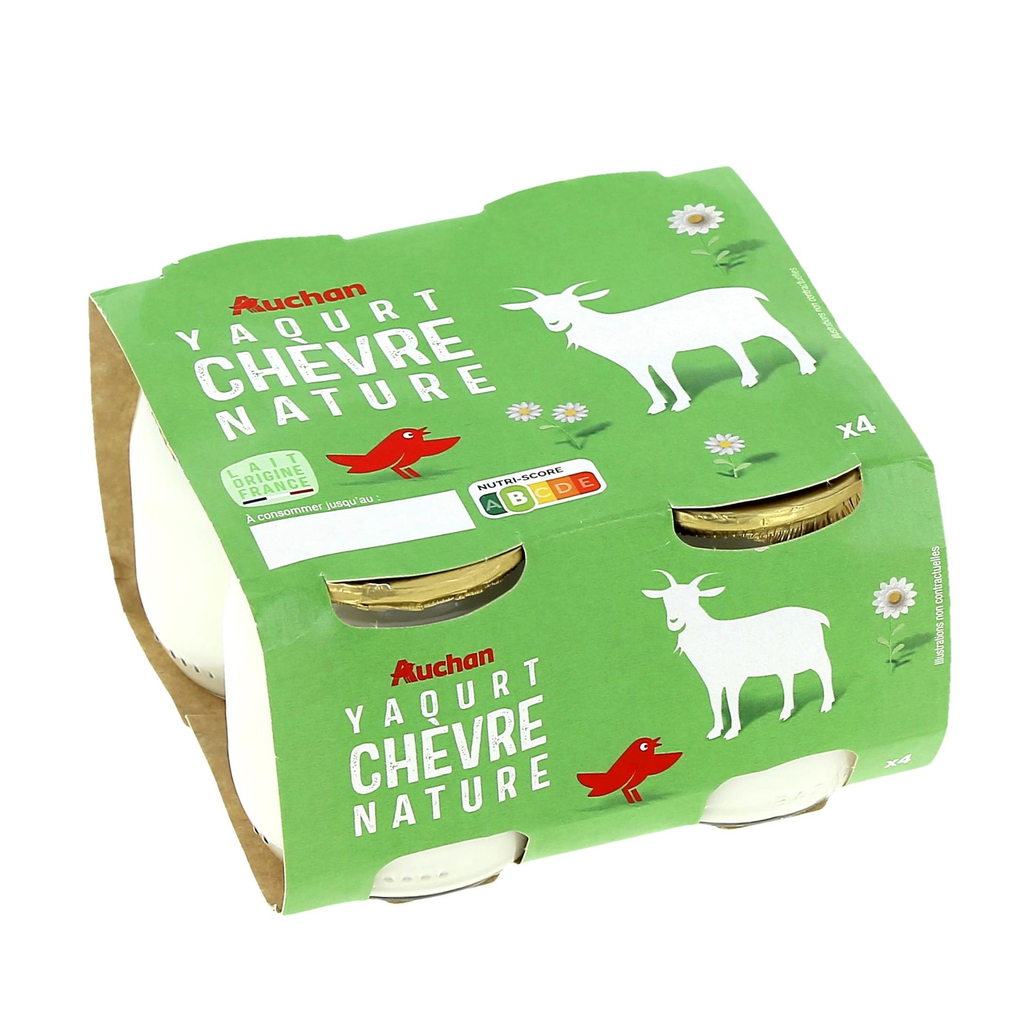 Voir la diapositive 4 : AUCHAN Yaourt au lait de chèvre nature 4x120g