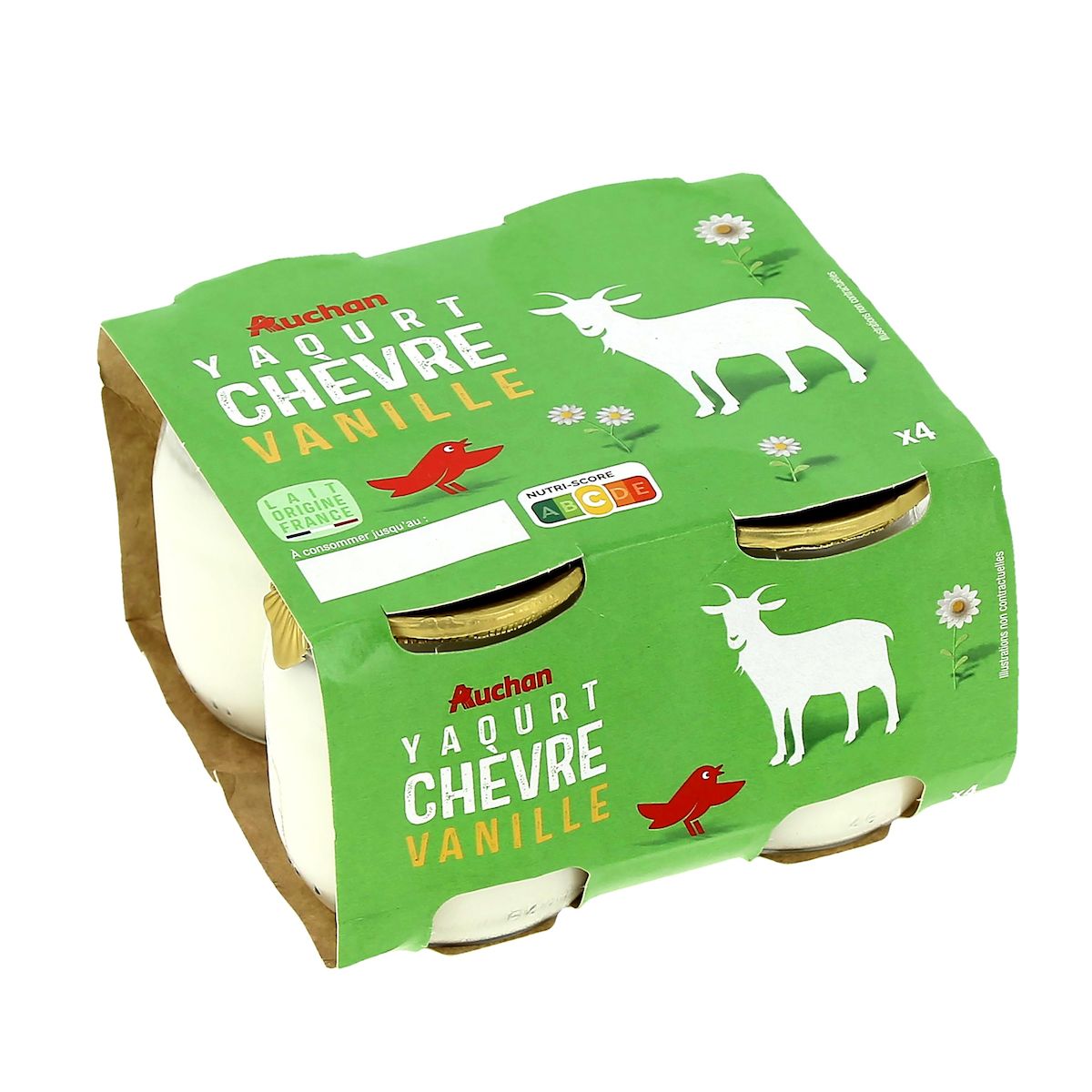 AUCHAN Yaourt vanille au lait de chèvre 4x115g