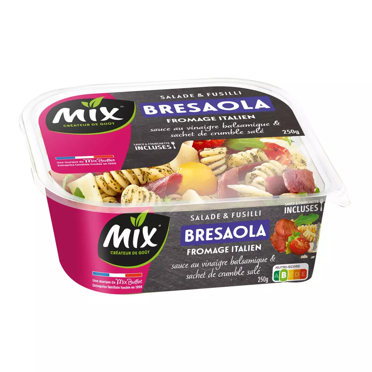 MIX Salade & fusilli bresaola fromage italien vinaigrette balsamique 1 portion 250g