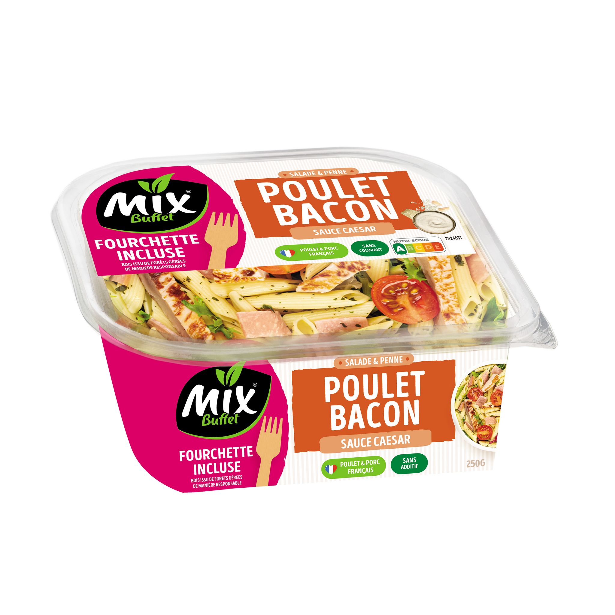 MIX Salade & penne poulet bacon sauce au parmesan 1 part 250g