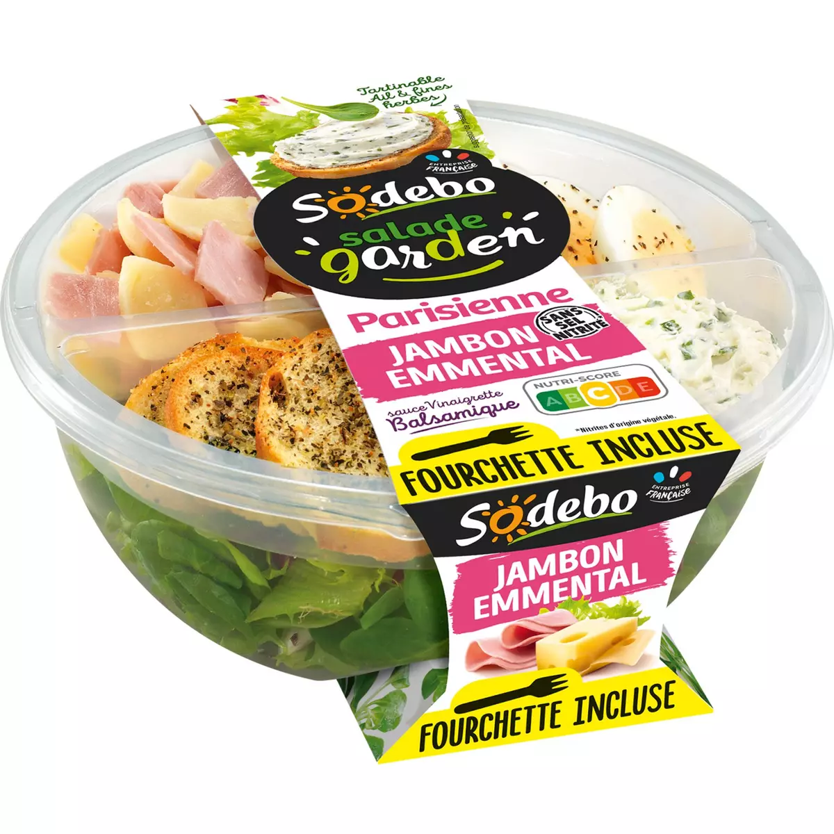 SODEBO Salade garden jambon emmental 1 portion 240g
