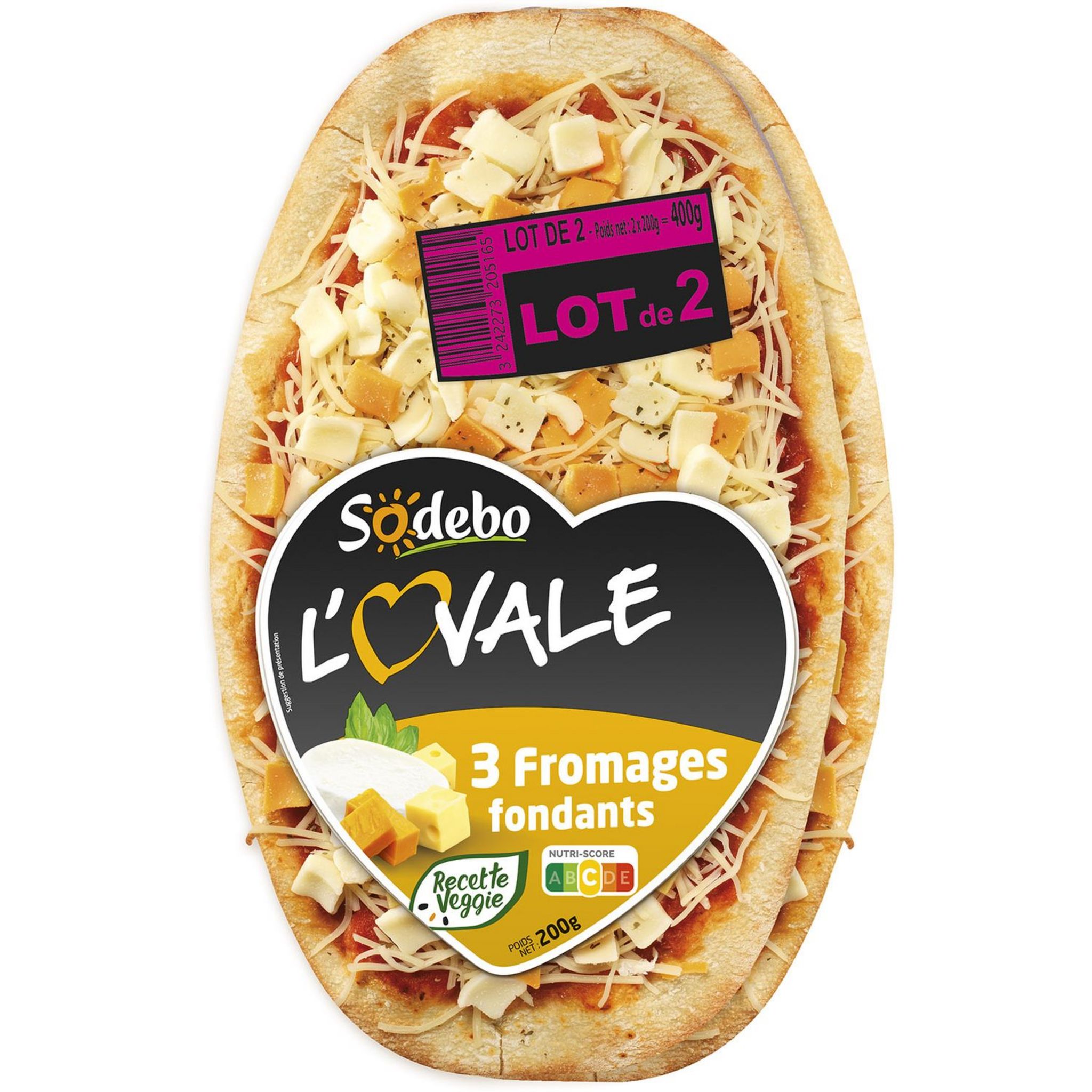 SODEBO L'Ovale Pizza 3 fromages 2x200g