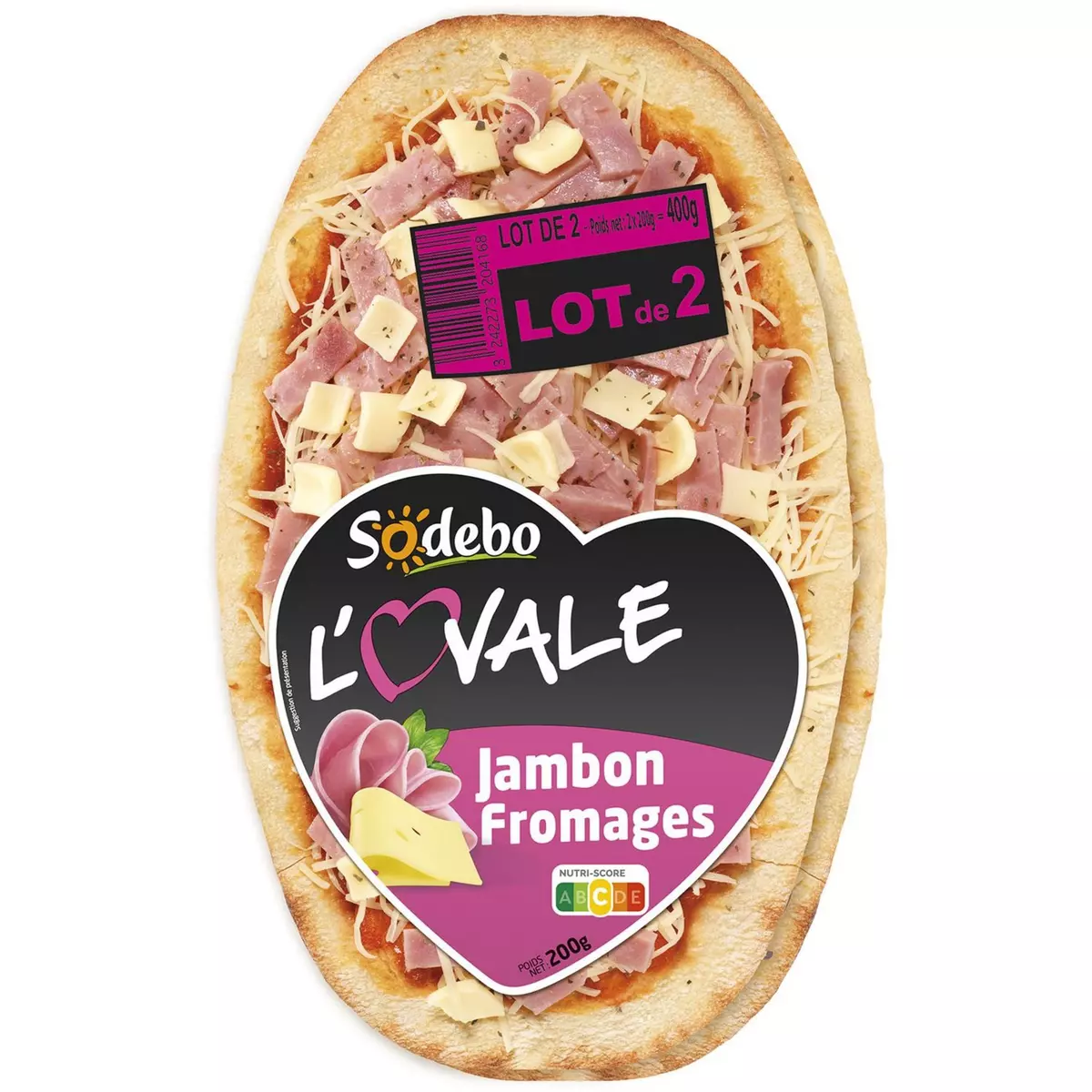 SODEBO L'Ovale Pizza jambon fromage  2x200g