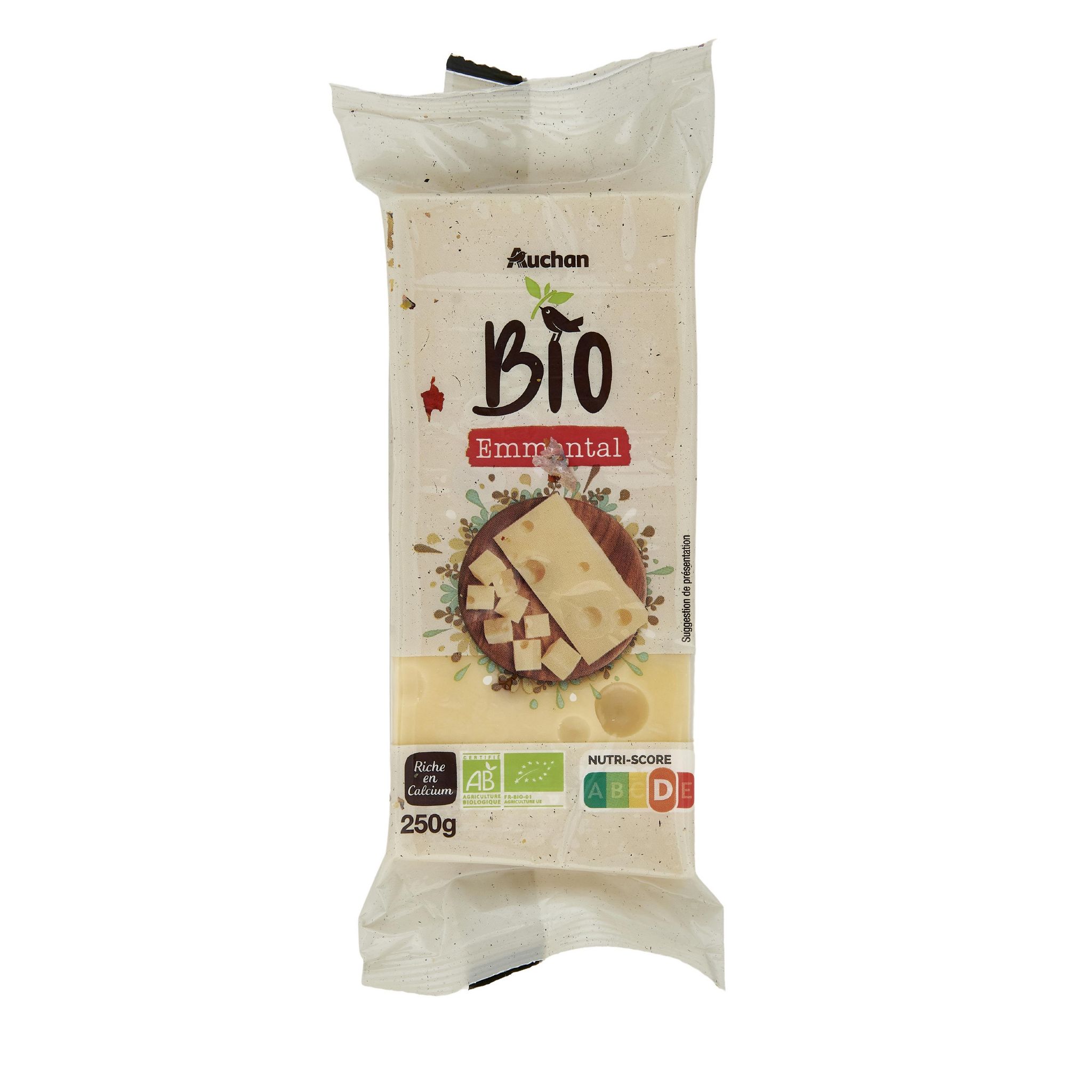 Voir la diapositive 2 : AUCHAN BIO Emmental en bloc 250g
