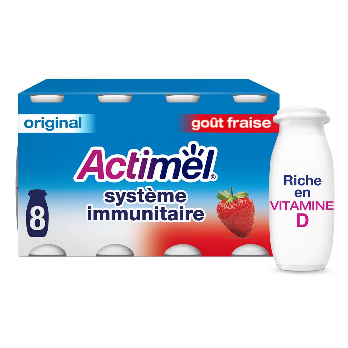 ACTIMEL Yaourt à boire saveur fraise 8x100g