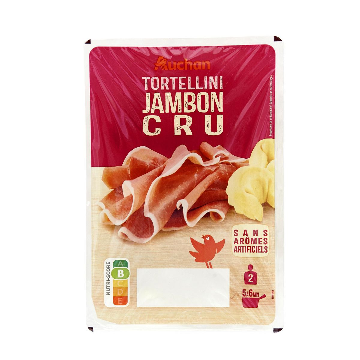 AUCHAN Tortellini au jambon cru 2 parts 250g