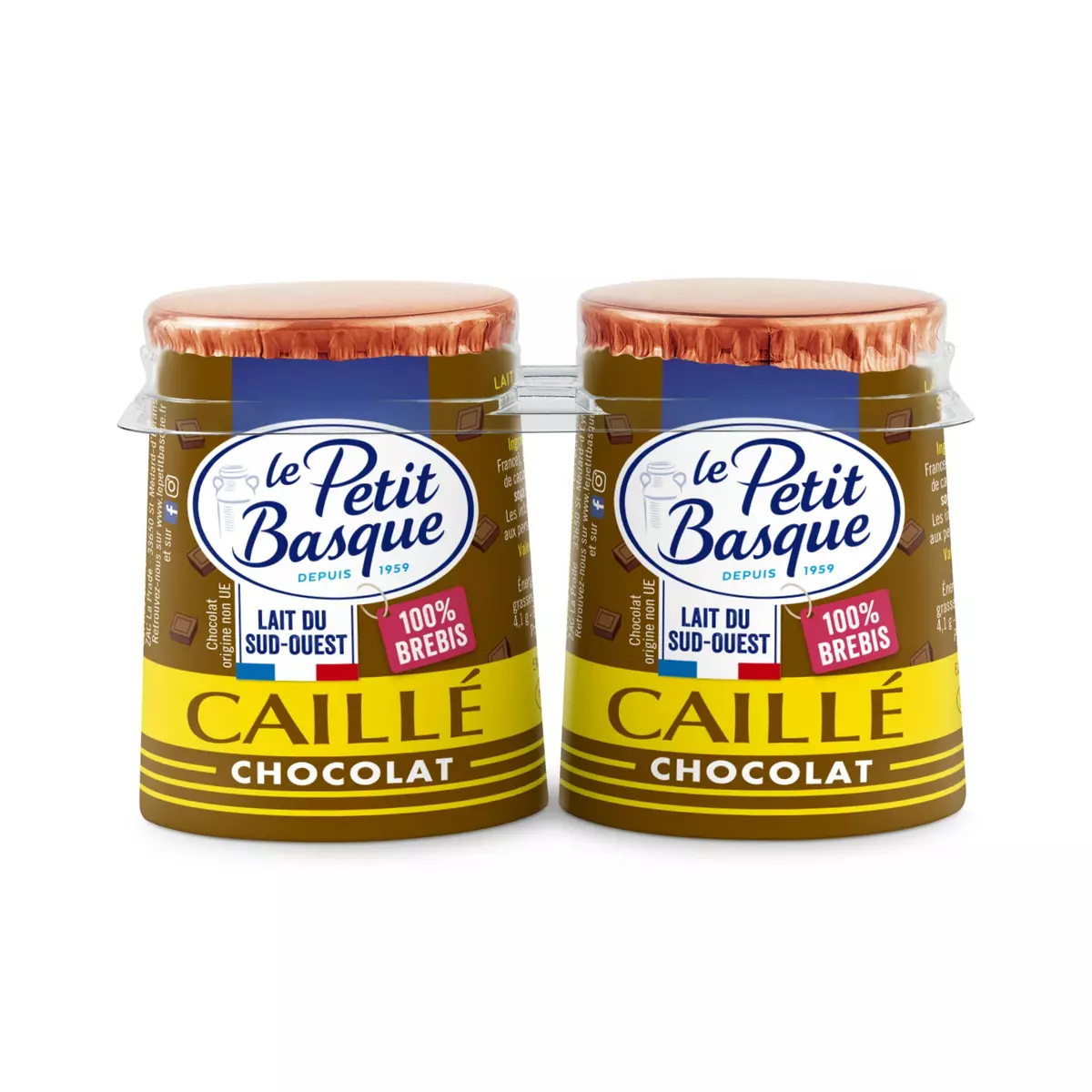 PETIT BASQUE Caillé pur brebis chocolat 2x125g