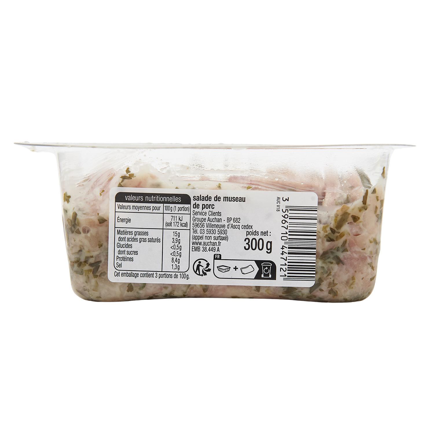 Voir la diapositive 2 : AUCHAN Salade de museau de porc 300g
