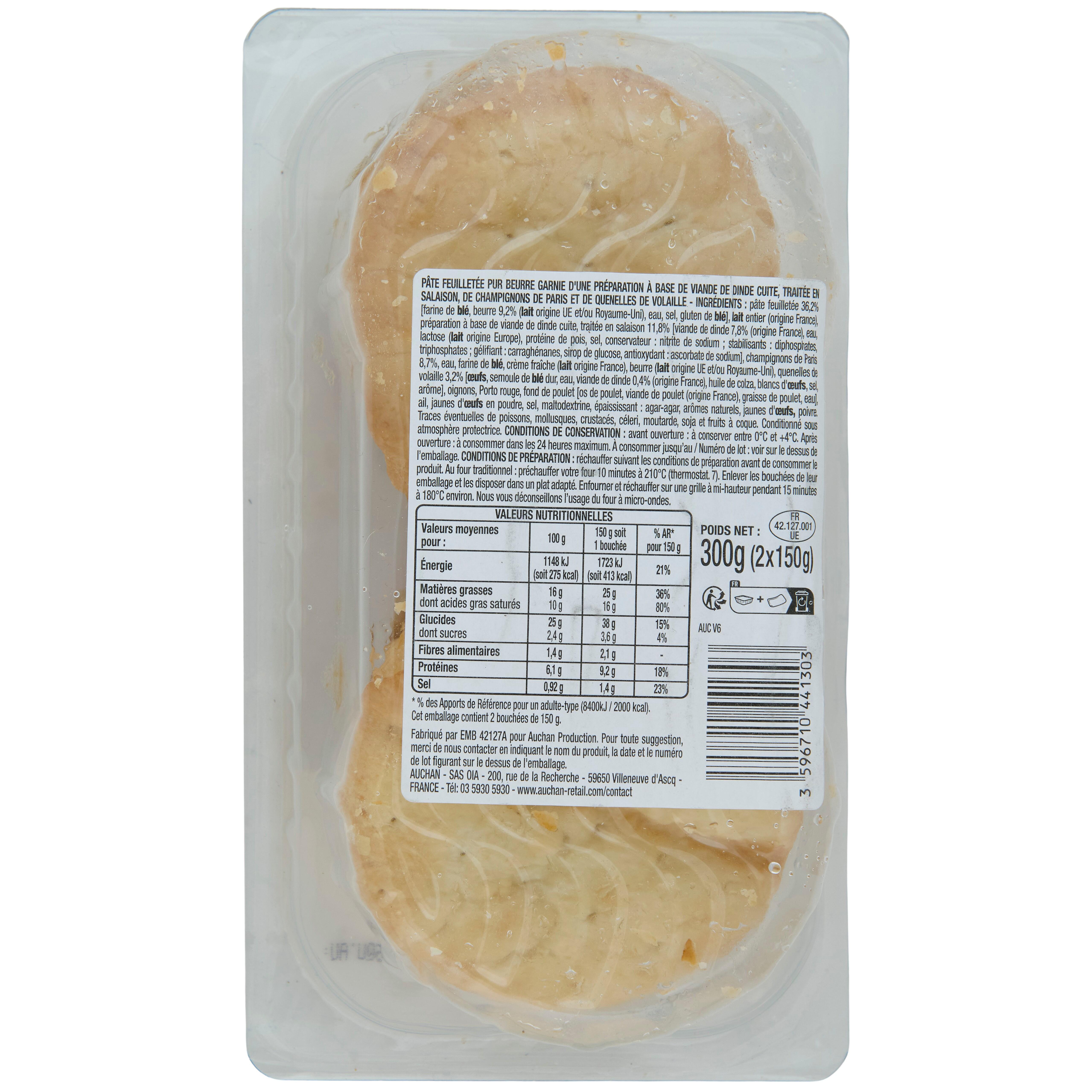 Voir la diapositive 3 : AUCHAN Bouchées à la reine 2 pièces 300g