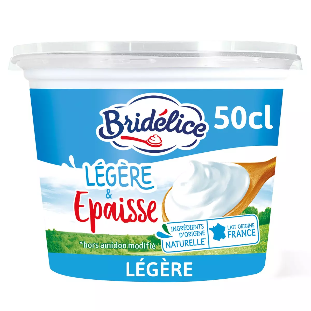 BRIDELICE Crème fraiche légère & épaisse 15% MG 50cl