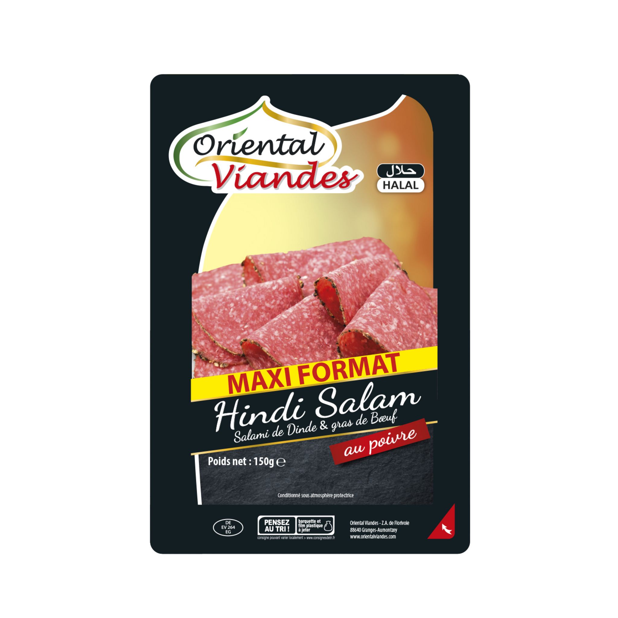 ORIENTAL VIANDES Salami de dinde et gras de boeuf au poivre halal 150g