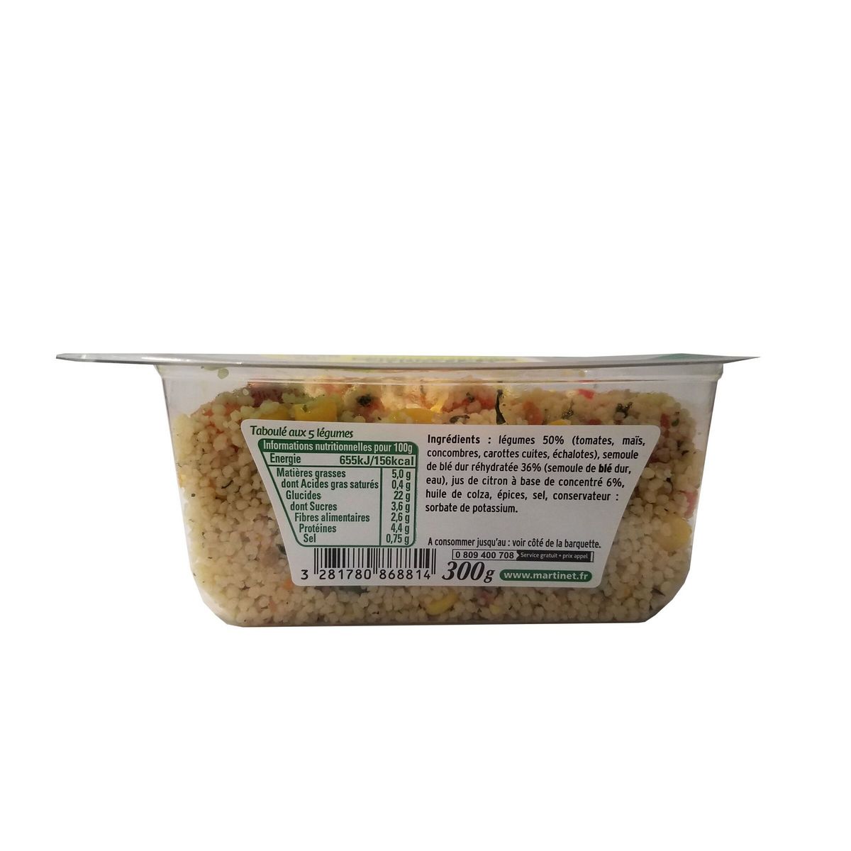 PIERRE MARTINET Mon taboulé aux 5 légumes et jus de citron 300g