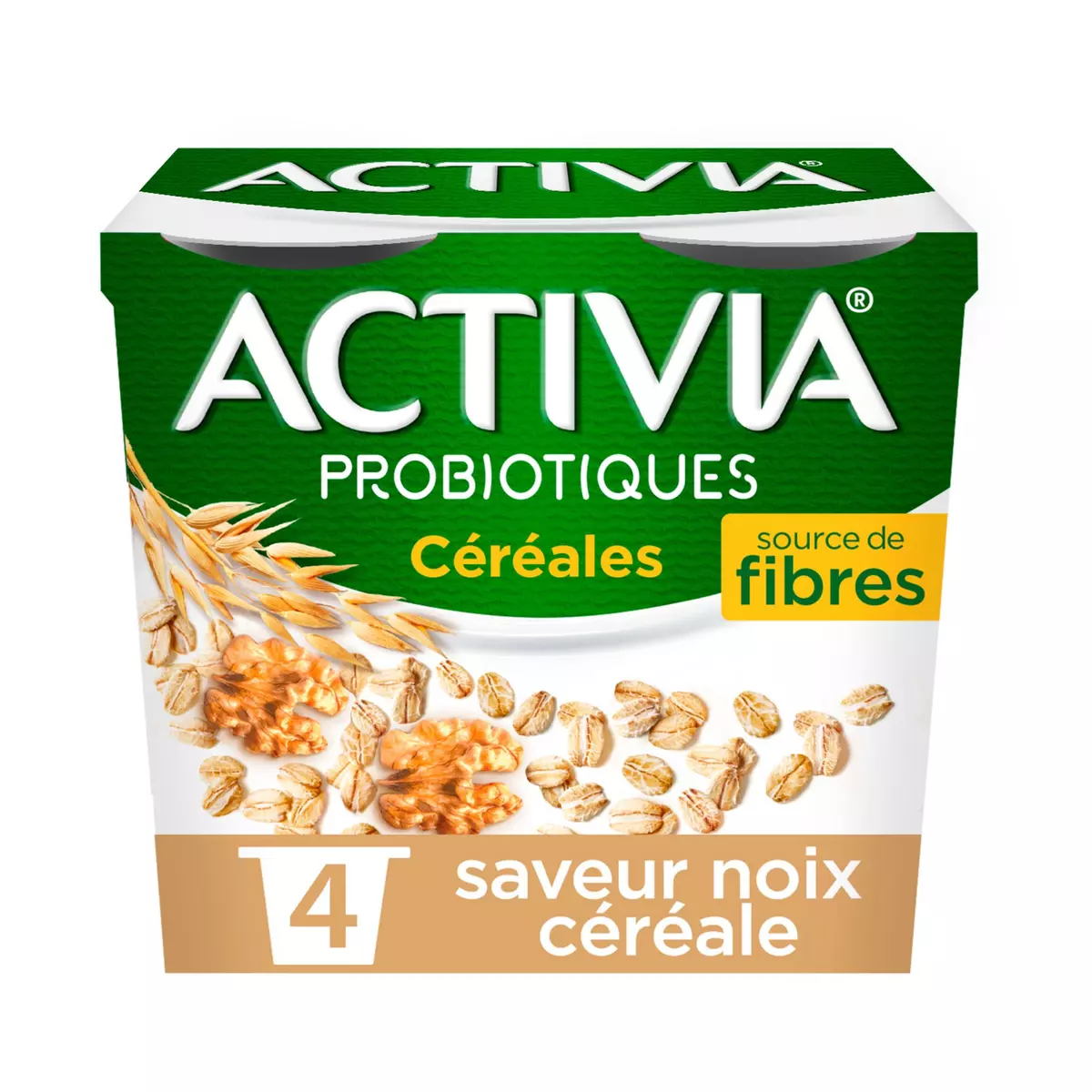 ACTIVIA CEREALES Probiotiques - Yaourt au bifidus aux noix 4x120g