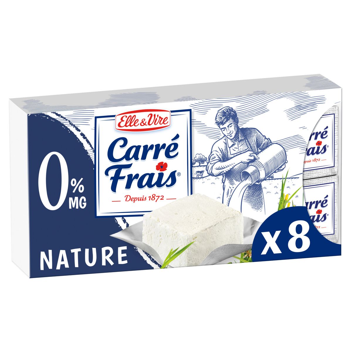 ELLE & VIRE Fromage à tartiner nature 0% 8 parts 200g