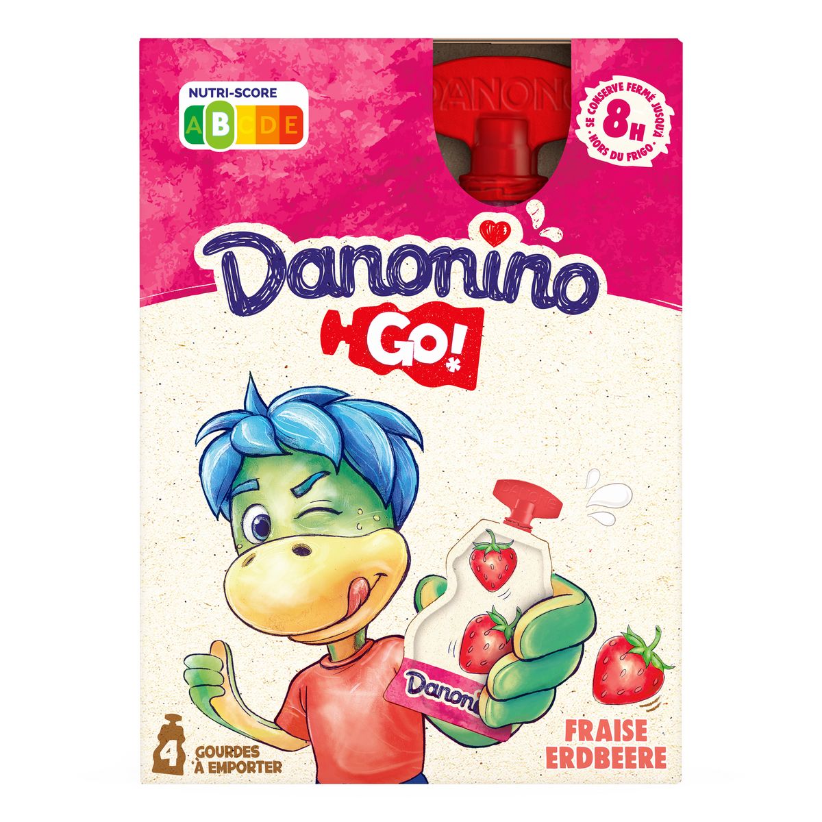 DANONINO Yaourt à boire fraise en gourde 4x70g