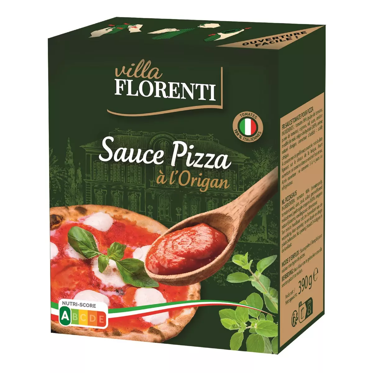 FLORENTI Sauce pizza à l'origan en brique 390g