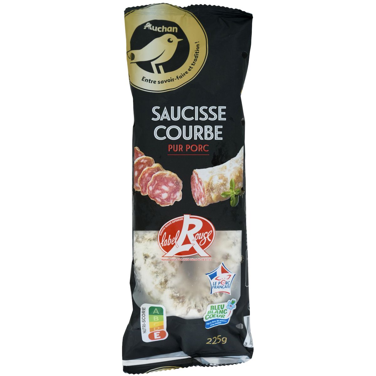 AUCHAN GOURMET Saucisse sèche Label Rouge 225g