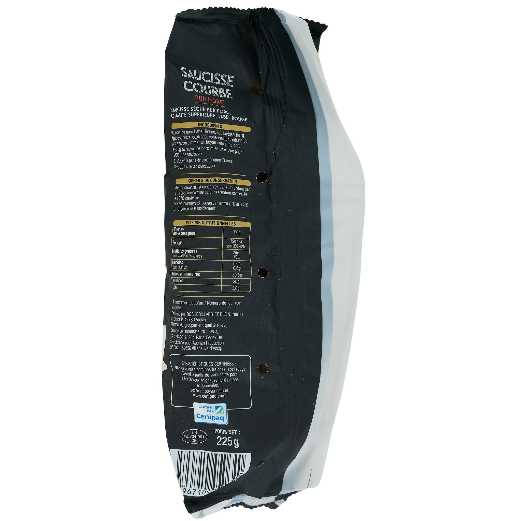 Voir la diapositive 3 : AUCHAN GOURMET Saucisse sèche Label Rouge 225g