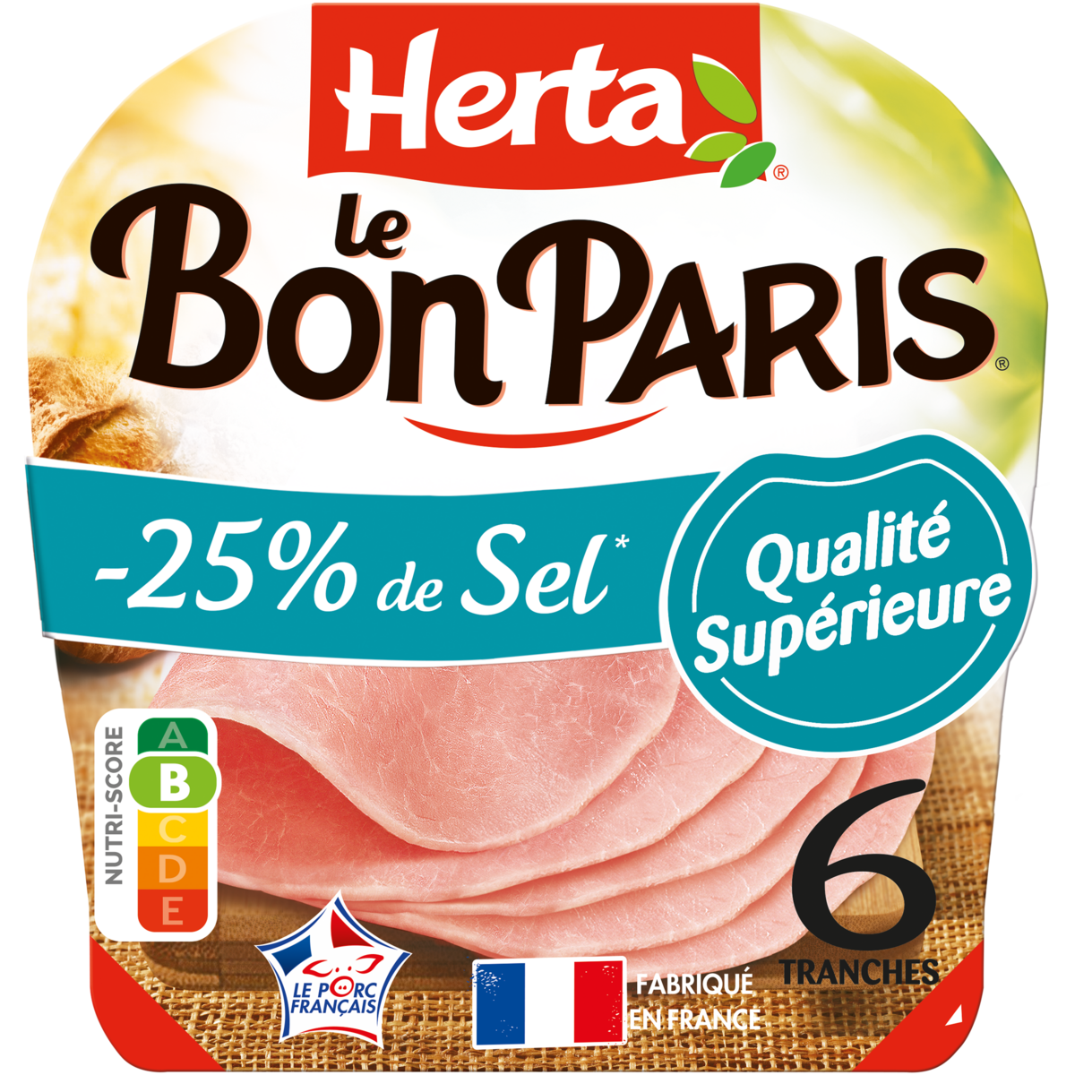 HERTA Jambon réduit en sel 6 tranches 210g