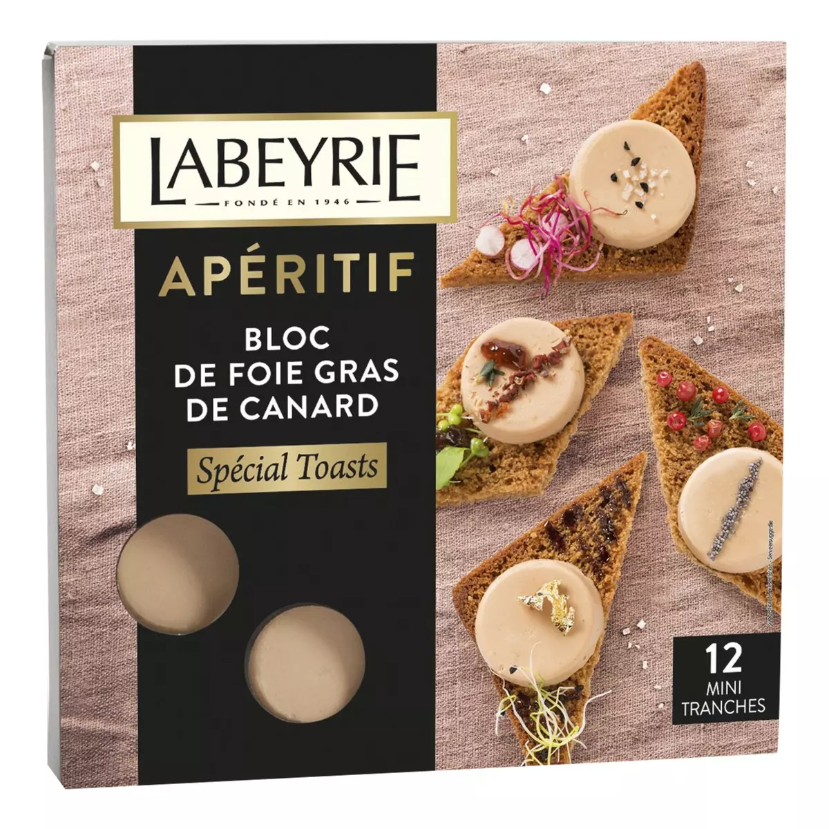 LABEYRIE Bloc de foie gras de canard spécial toasts apéritif 12 mini tranches 90g