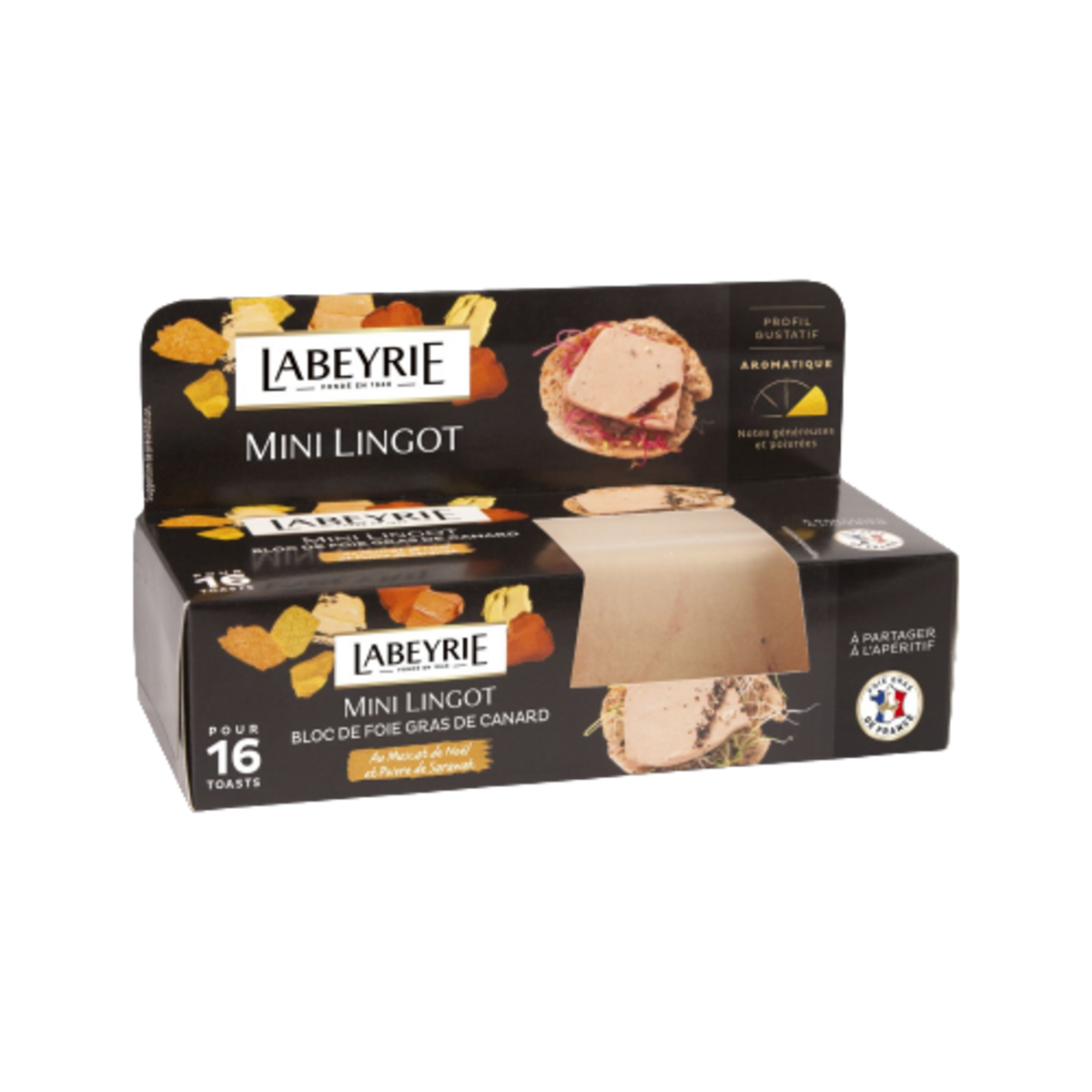LABEYRIE Bloc de foie gras de canard muscat et poivre Sarawak apéritif 16 pièces 100g