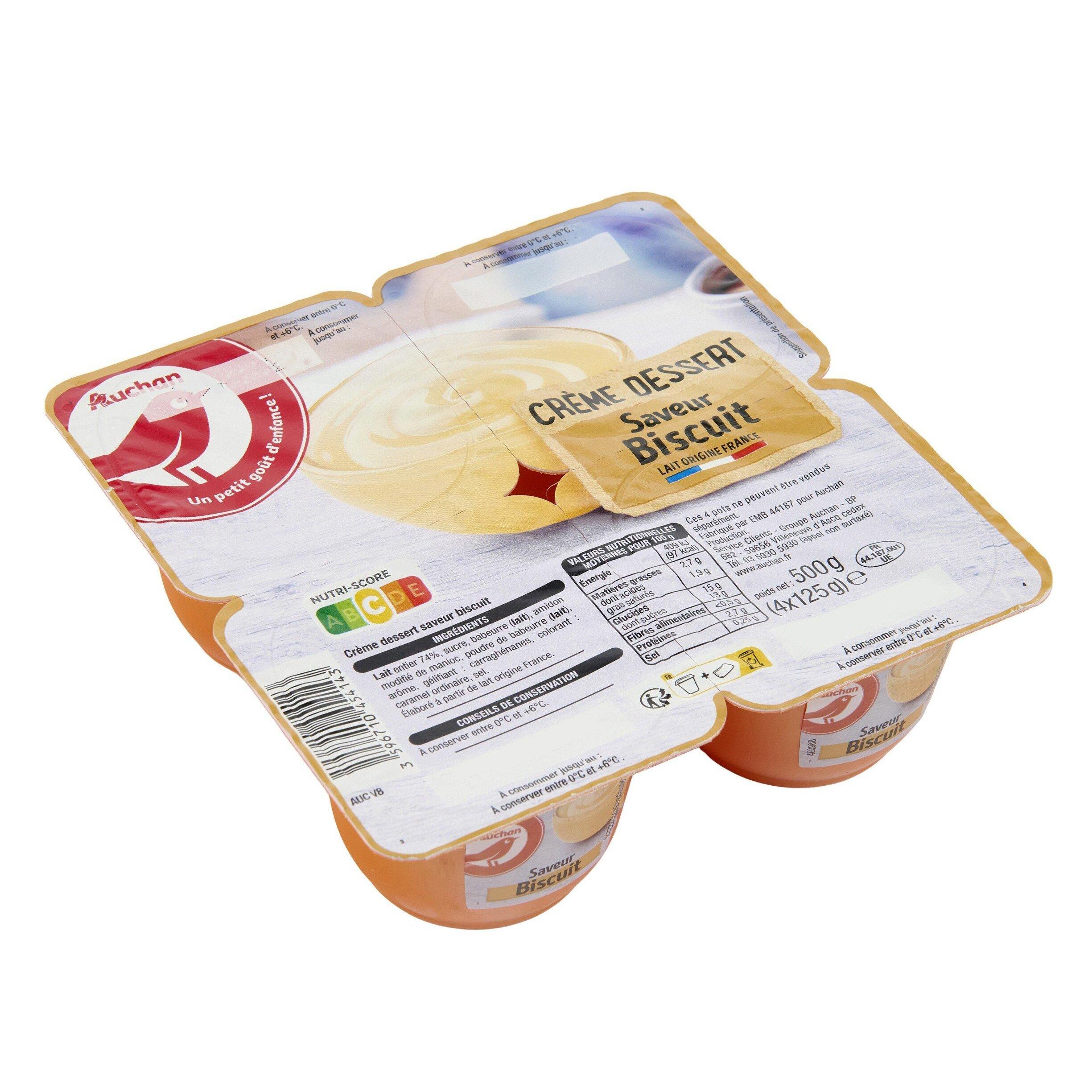 Voir la diapositive 2 : AUCHAN Crème dessert saveur biscuit 4x125g