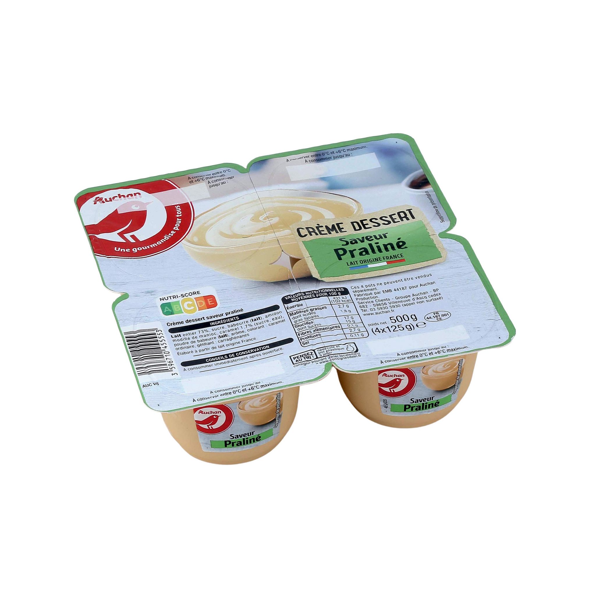 Voir la diapositive 2 : AUCHAN Crème dessert saveur praliné 4x125g
