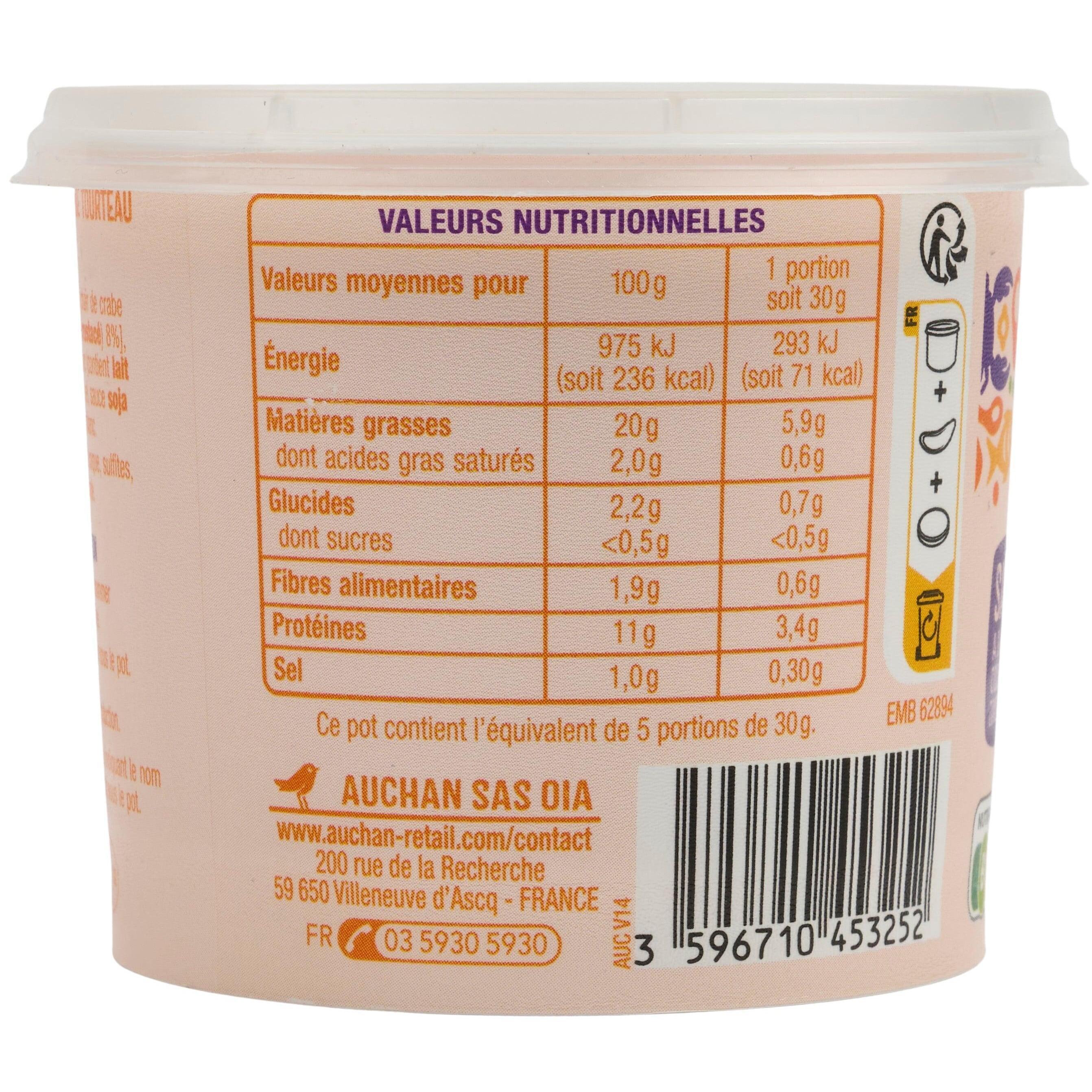 Voir la diapositive 3 : AUCHAN Rillettes au crabe 150g