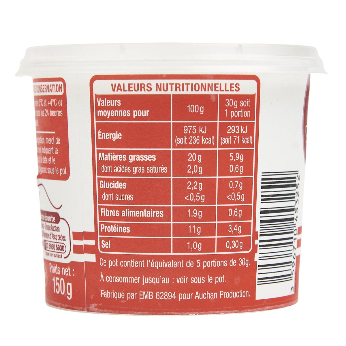 AUCHAN Rillettes au crabe 150g