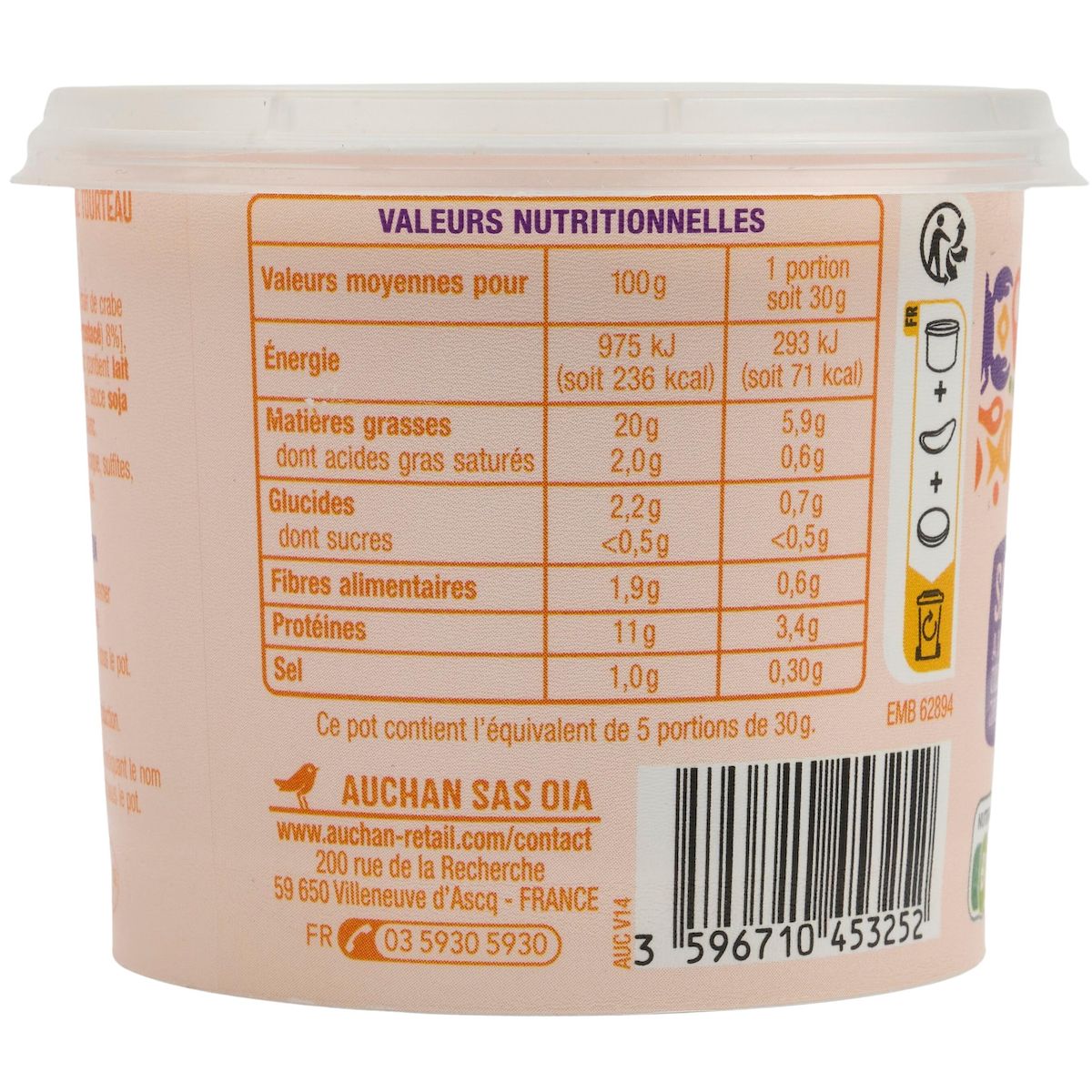 AUCHAN Rillettes au crabe 150g