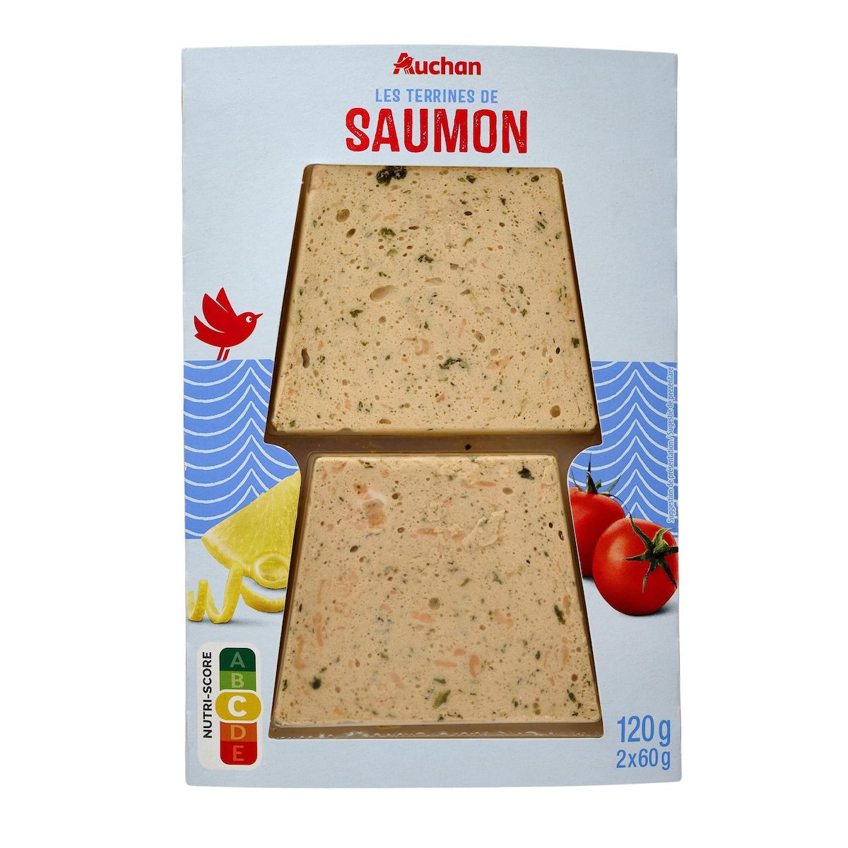 AUCHAN Terrines de saumon 2 pièces 120g