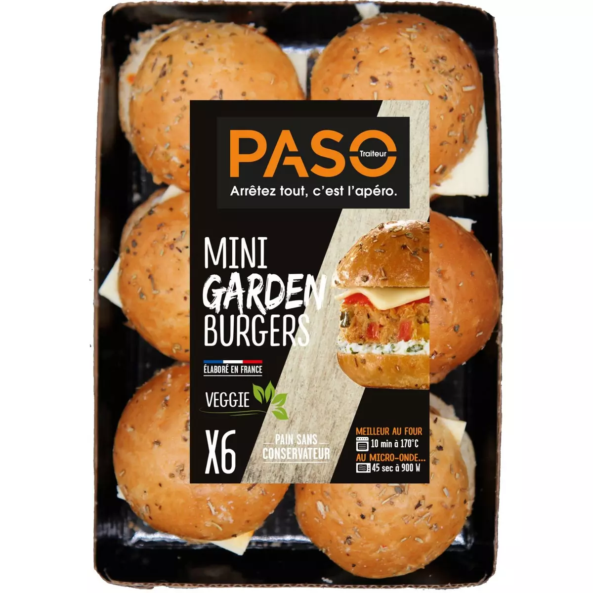 PASO Mini Garden Burger végétarien 6 pièces 270g