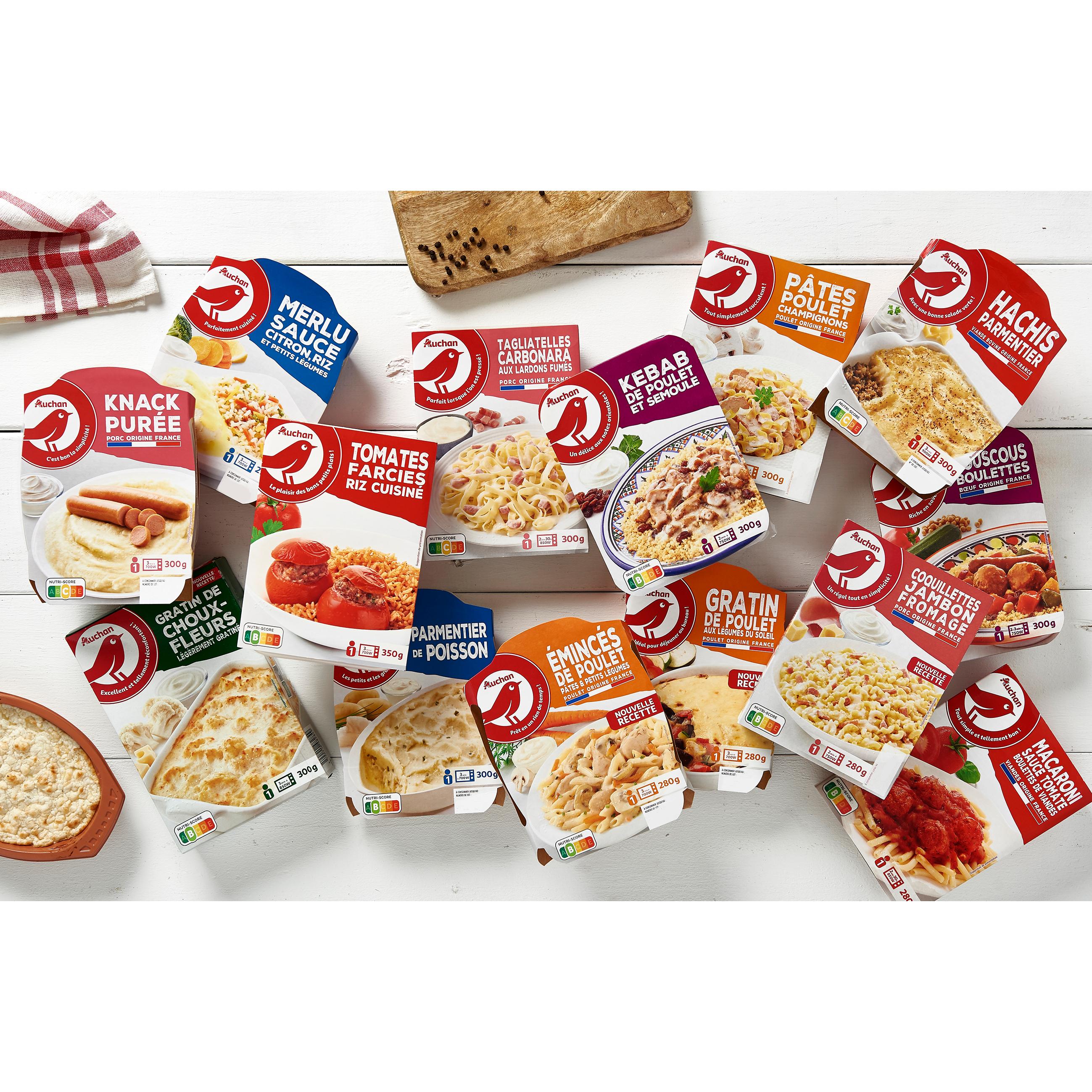 Voir la diapositive 3 : AUCHAN Merlu sauce citron riz et petits légumes 1 part 290g