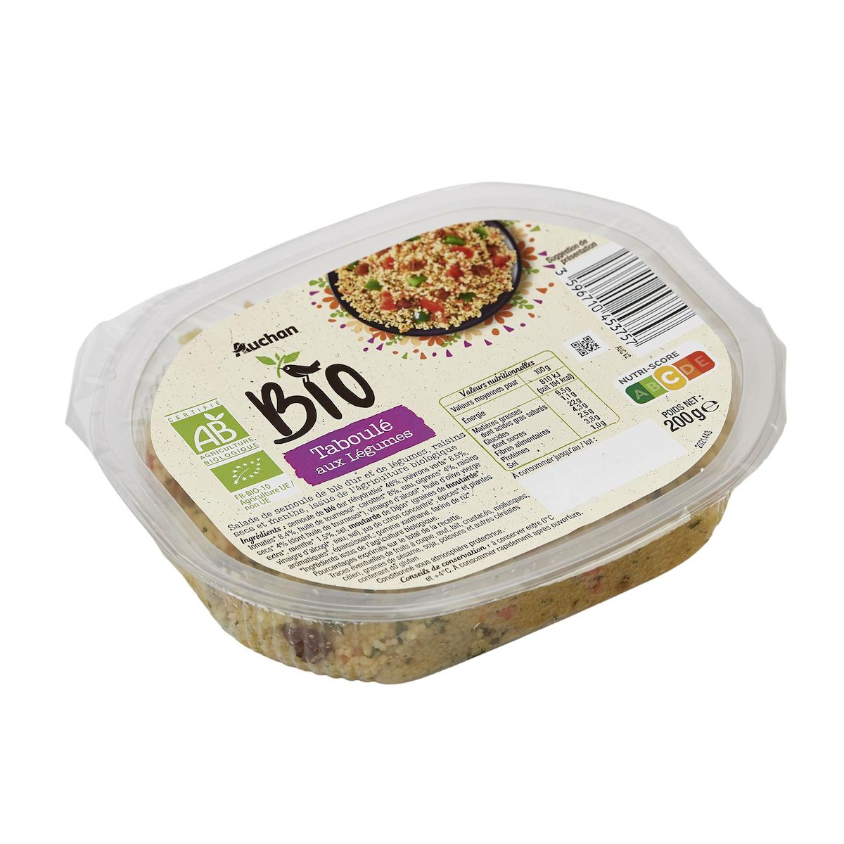 AUCHAN BIO Taboulé aux légumes 200g