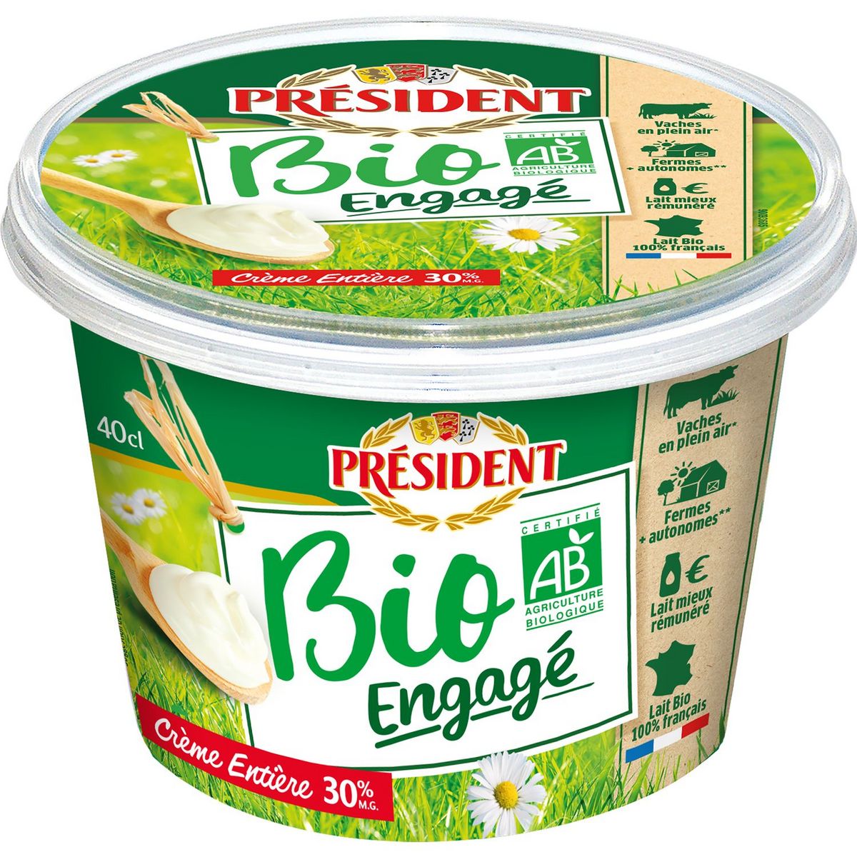 PRESIDENT Crème fraiche entière bio 40cl