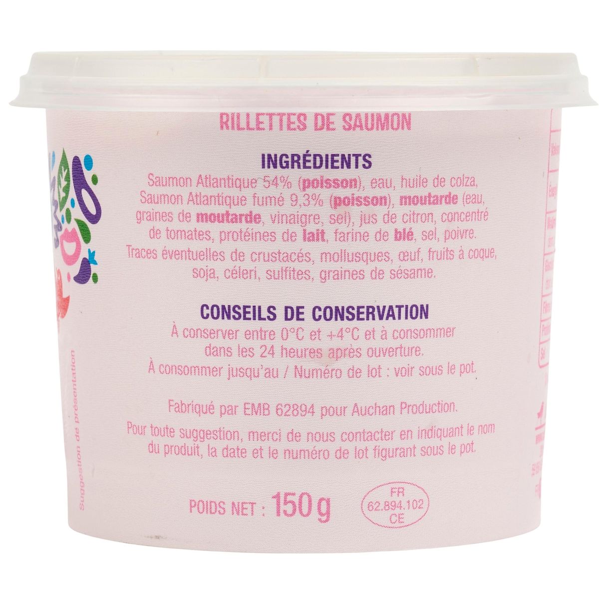 AUCHAN Rillettes de saumon 150g