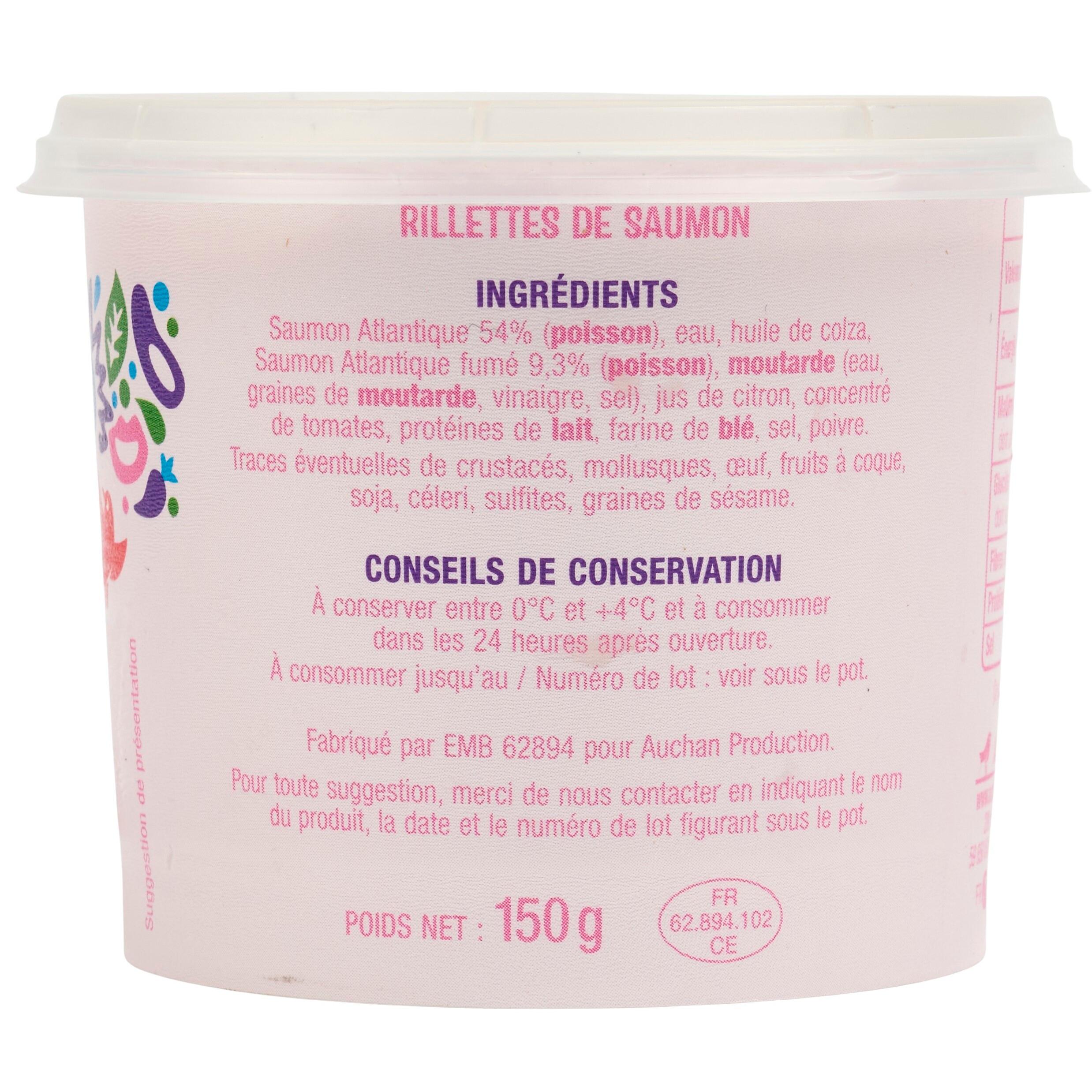 Voir la diapositive 5 : AUCHAN Rillettes de saumon 150g