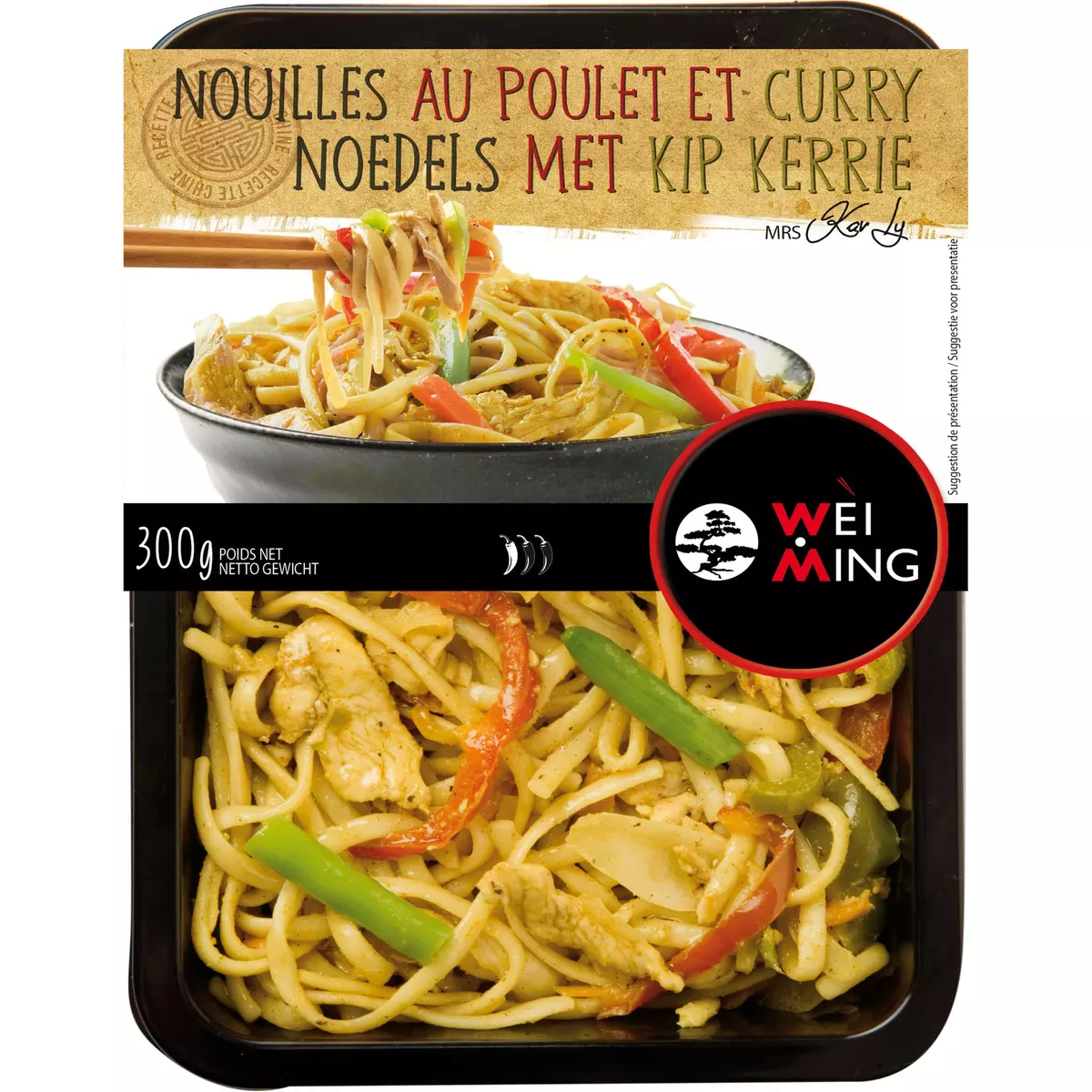 WEI MING Wok de nouilles au poulet et curry 300g