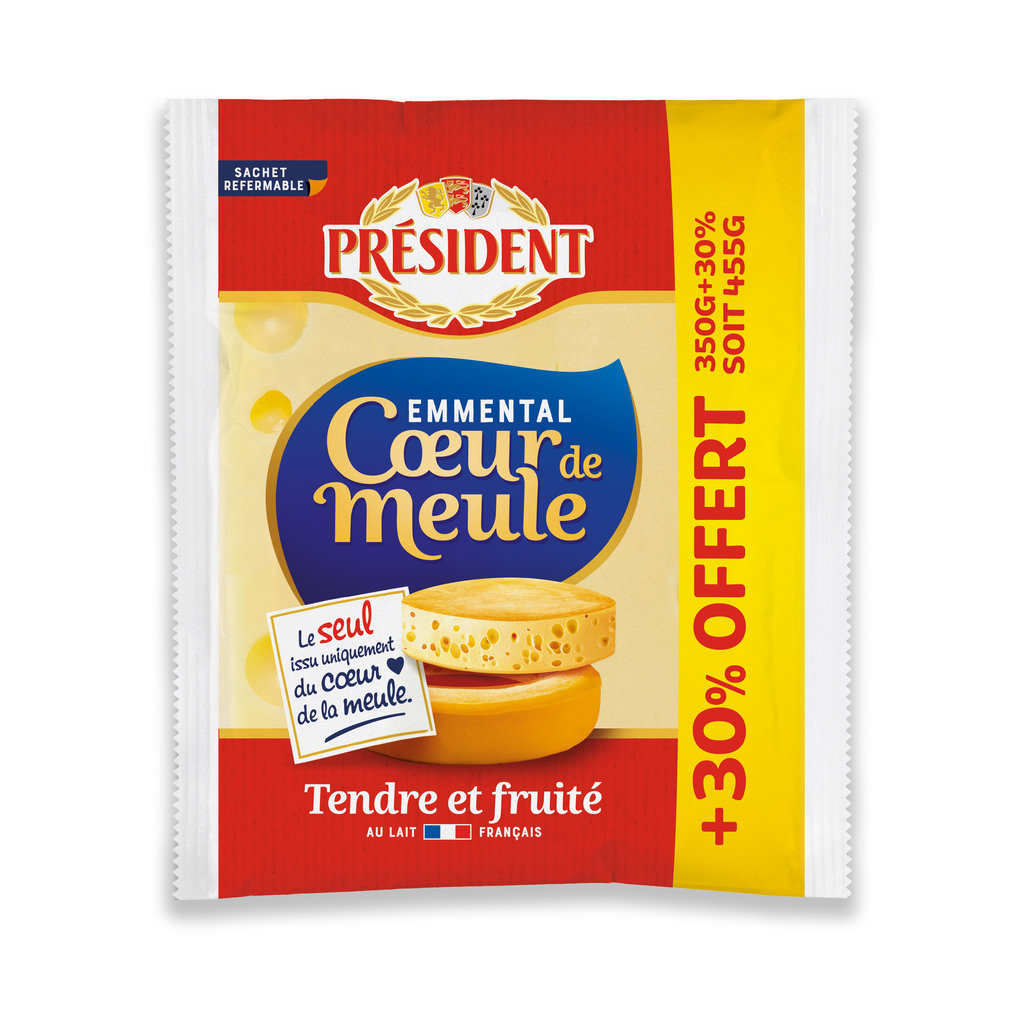 PRESIDENT Emmental Coeur de Meule 350g + 30% offert